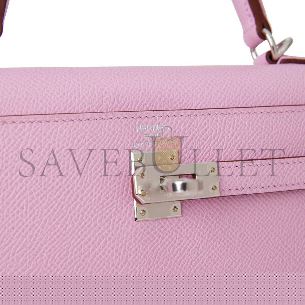 H**mes kelly sellier 25 mauve sylvestre epsom palladium hardware (25*17*7cm)