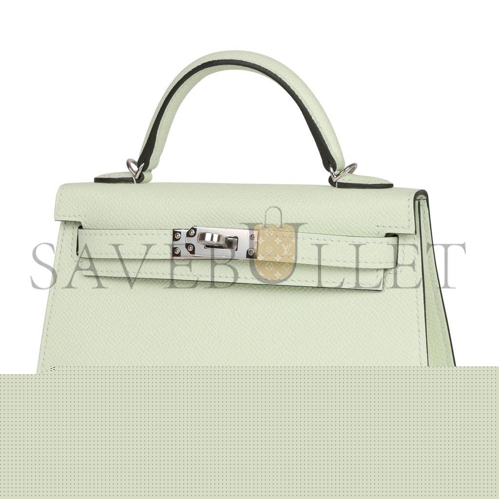 H**mes mini kelly sellier 20 vert fizz epsom palladium hardware (19*12*5.5cm)