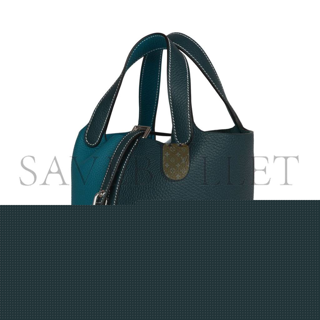 H**mes picotin lock 18 casaque vert cypress and vert bosphore palladium hardware(18*13*18cm)