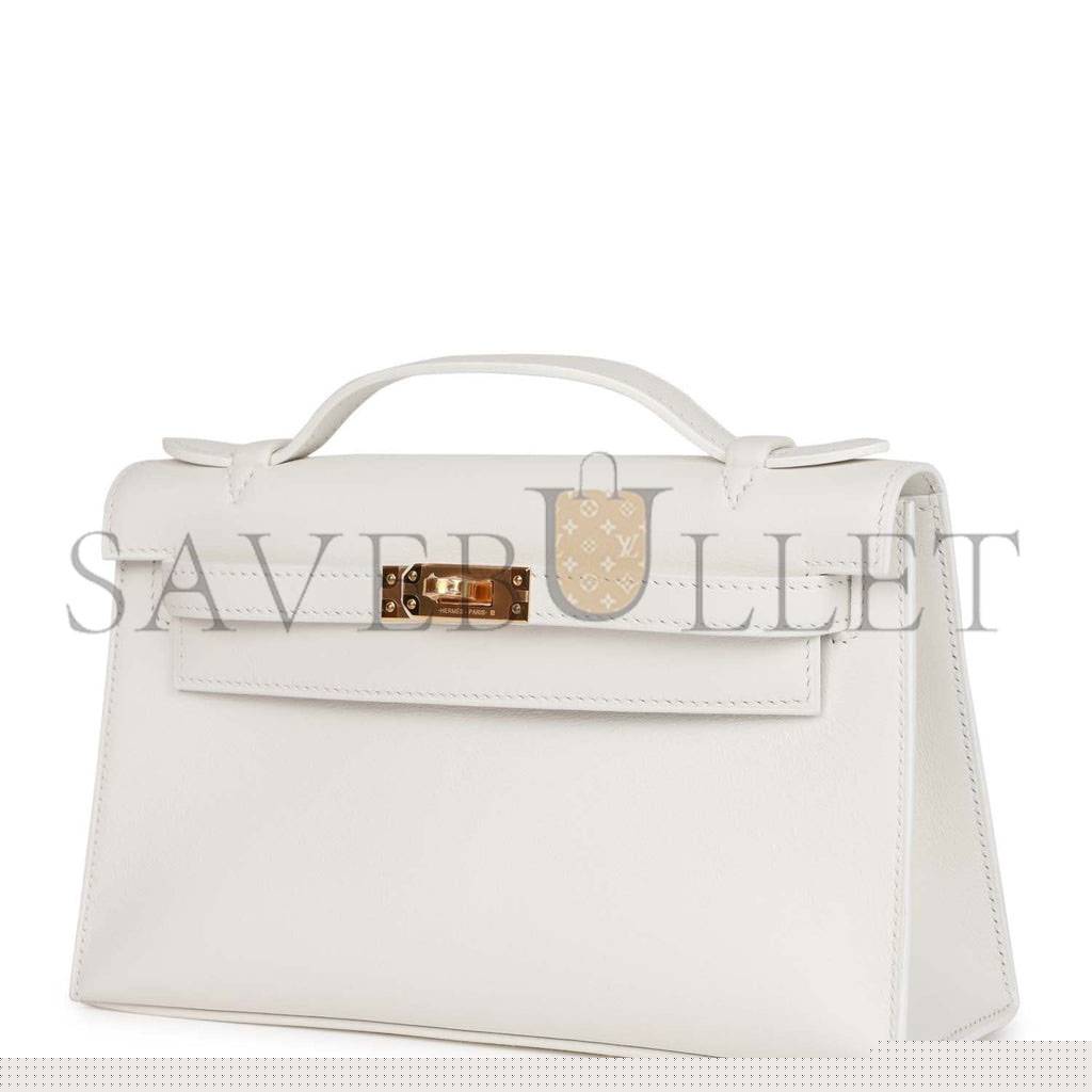 H**mes mini kelly pochette white swift gold hardware (22*14*7cm)