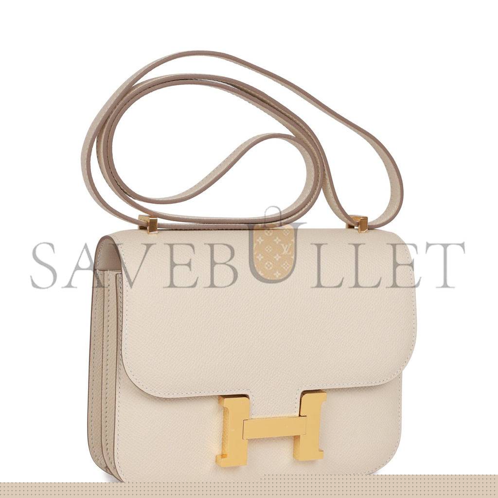 H**mes constance 18 craie epsom gold hardware (18cm)
