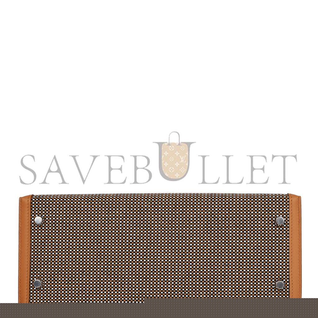 H**mes quadrille kelly sellier 28 sesame toile and swift palladium hardware (28*21*12cm)