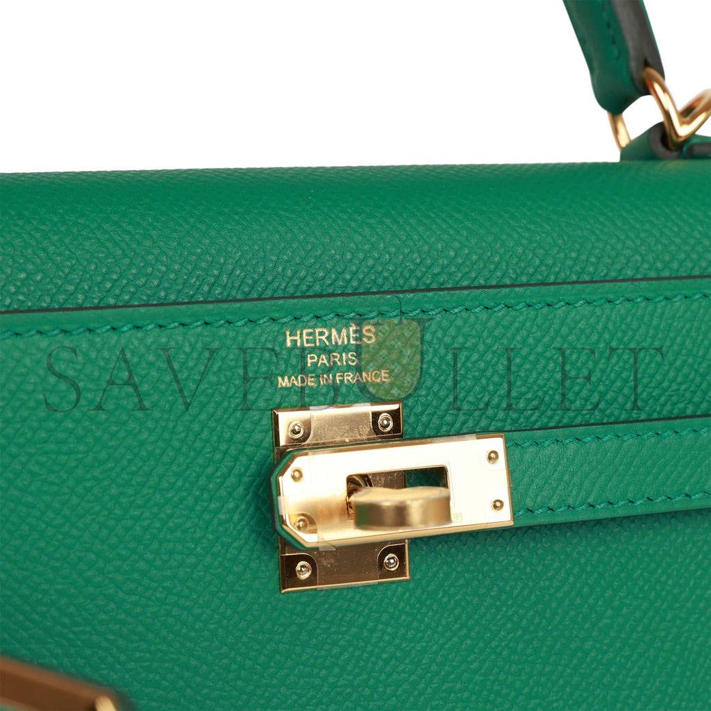H**mes kelly sellier 25 vert vertigo epsom gold hardware handmade (25*17*7cm)
