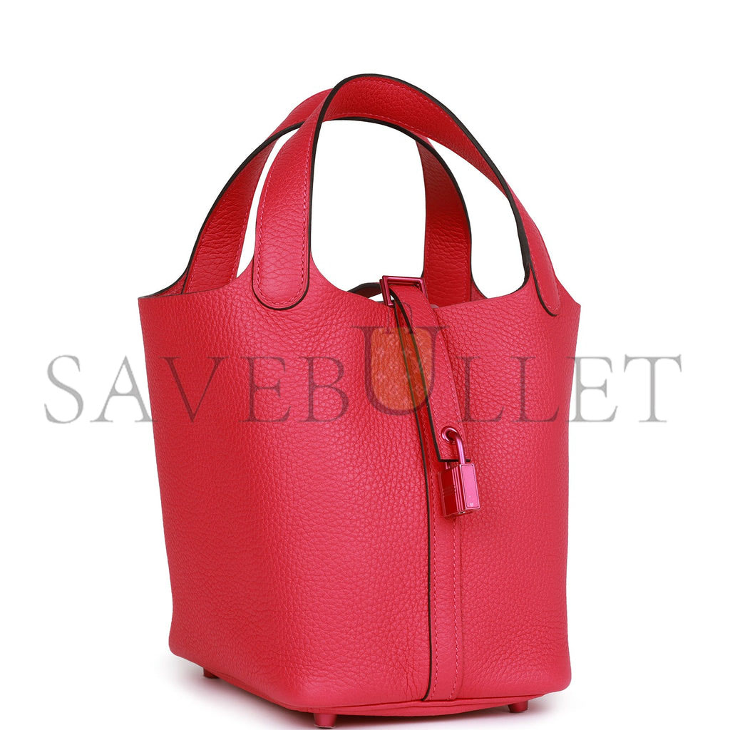 H**mes monochrome picotin 18 rose mexico clemence pink hardware (18*12*19cm)
