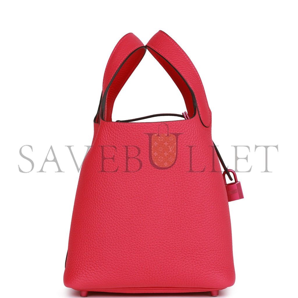 H**mes monochrome picotin 18 rose mexico clemence pink hardware (18*12*19cm)