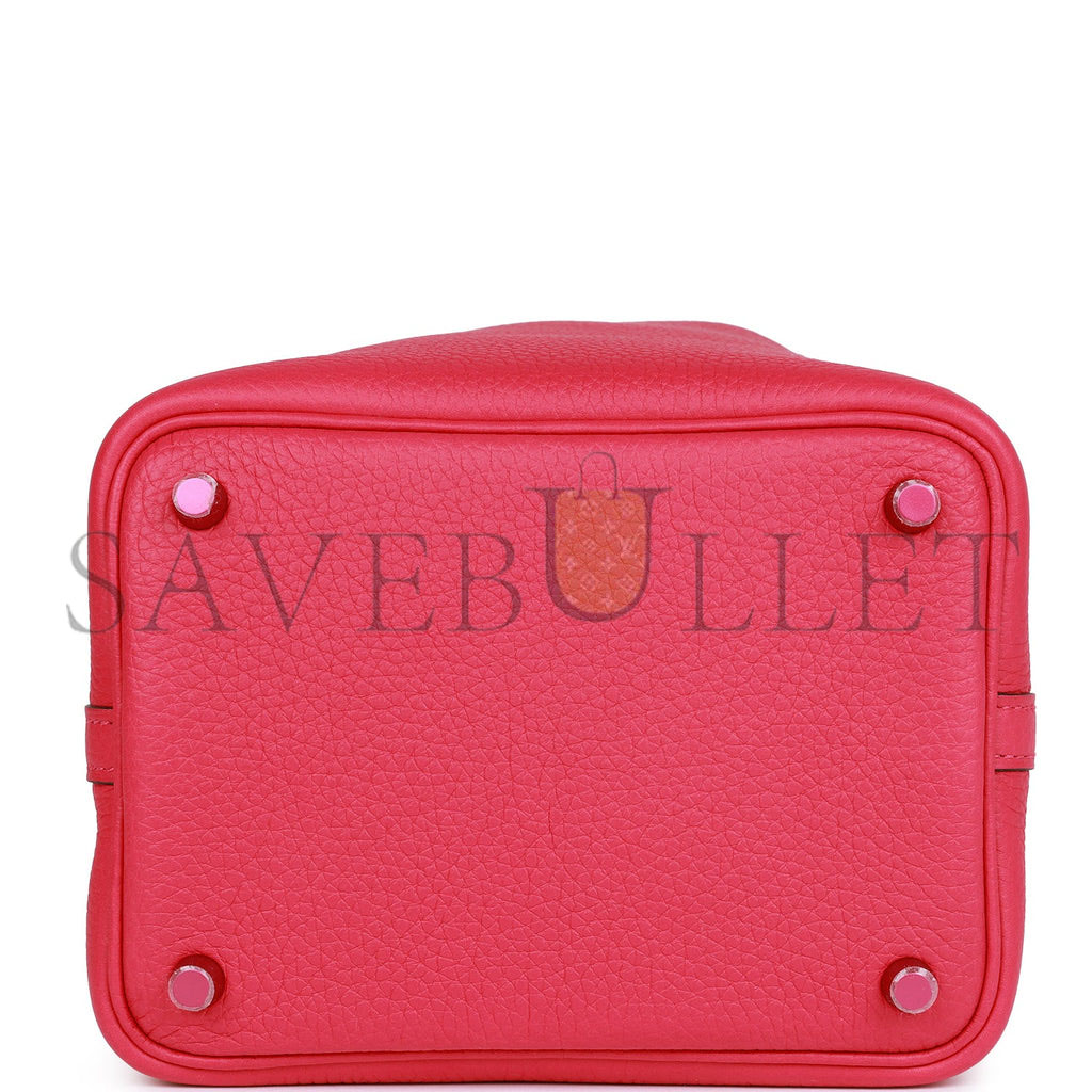 H**mes monochrome picotin 18 rose mexico clemence pink hardware (18*12*19cm)