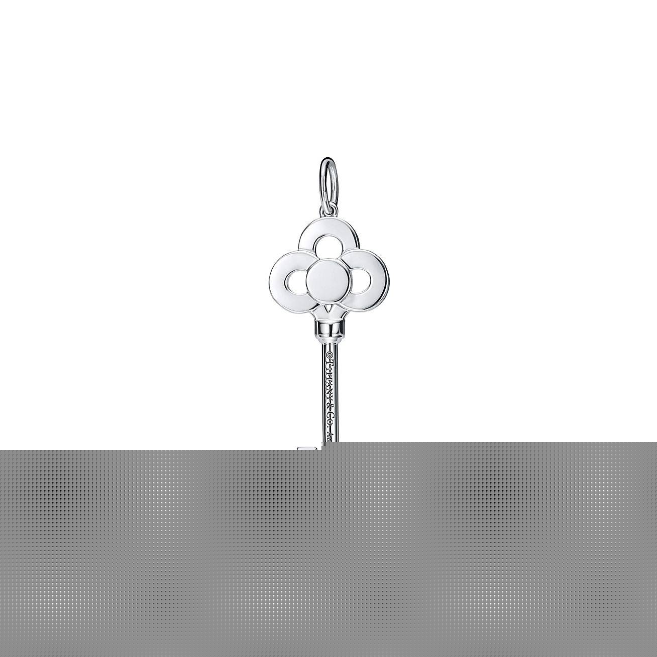 T*f*ny keys mini crown key pendant in 18k gold with diamonds