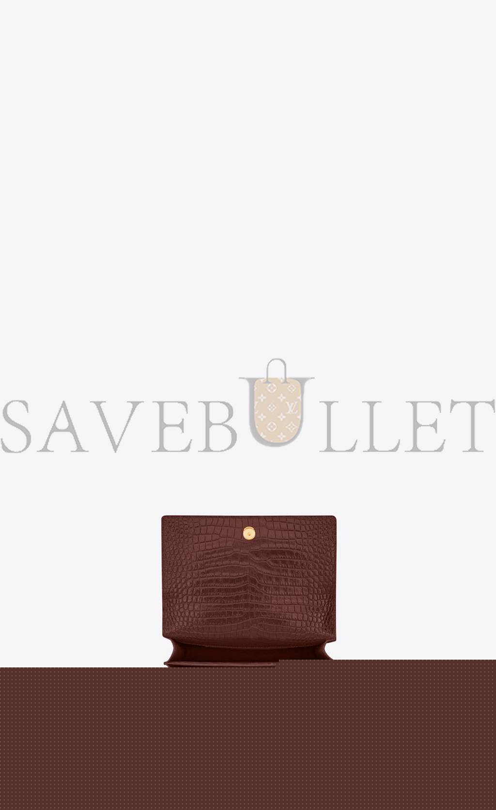 YSL SUNSET MEDIUM CHAIN BAG IN CROCODILE-EMBOSSED SHINY LEATHER 442906DND0J6147 (22*16*6.5cm)