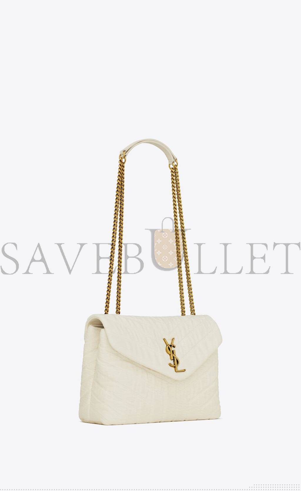 YSL LOULOU SMALL IN QUILTED "Y" COTTON 494699FABQ99133 (23*17*9cm)