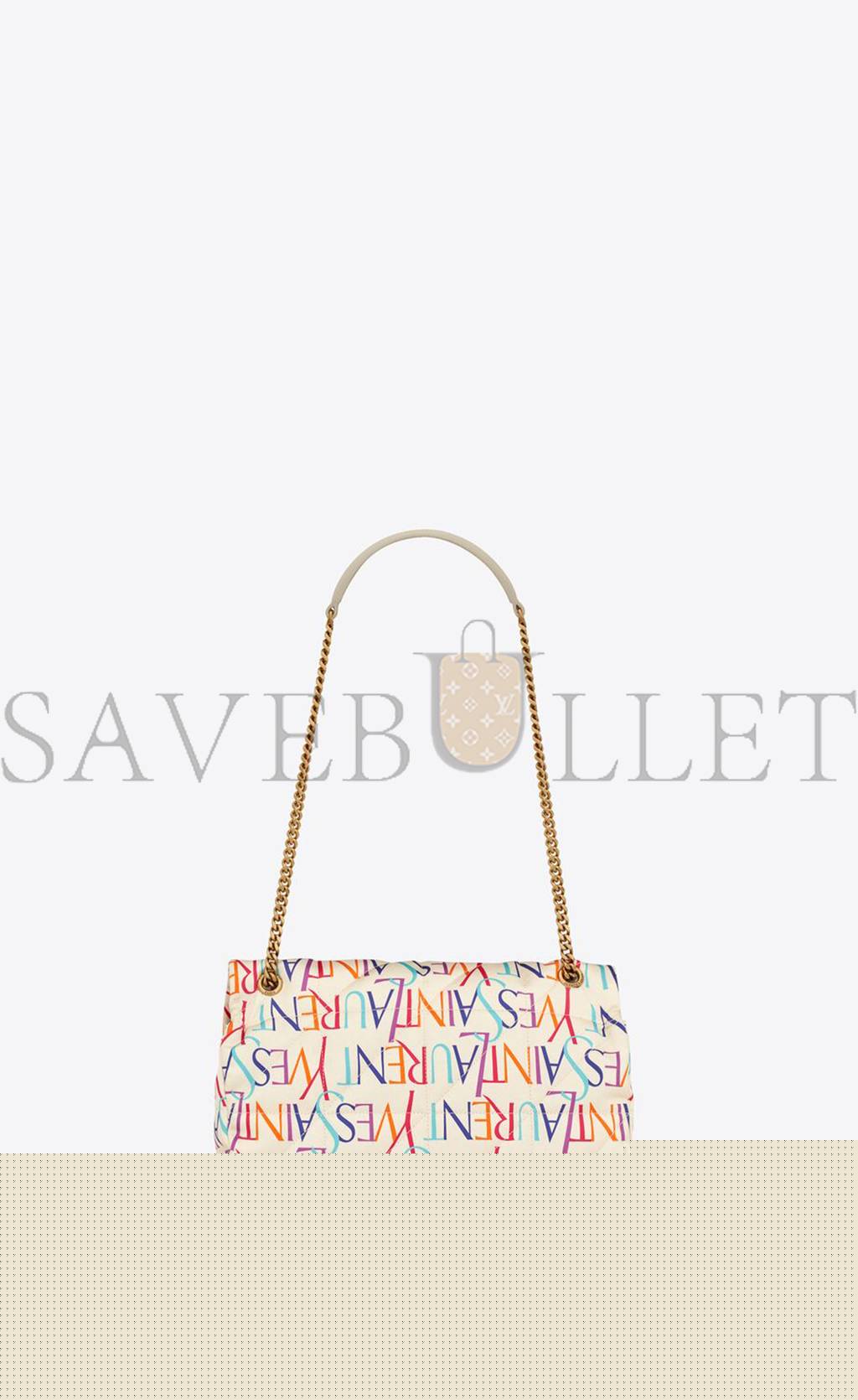 YSL JAMIE MEDIUM CHAIN BAG IN PRINTED YVES SAINT LAURENT SILK 515821FAASJ9076 (25*15*7.5CM)