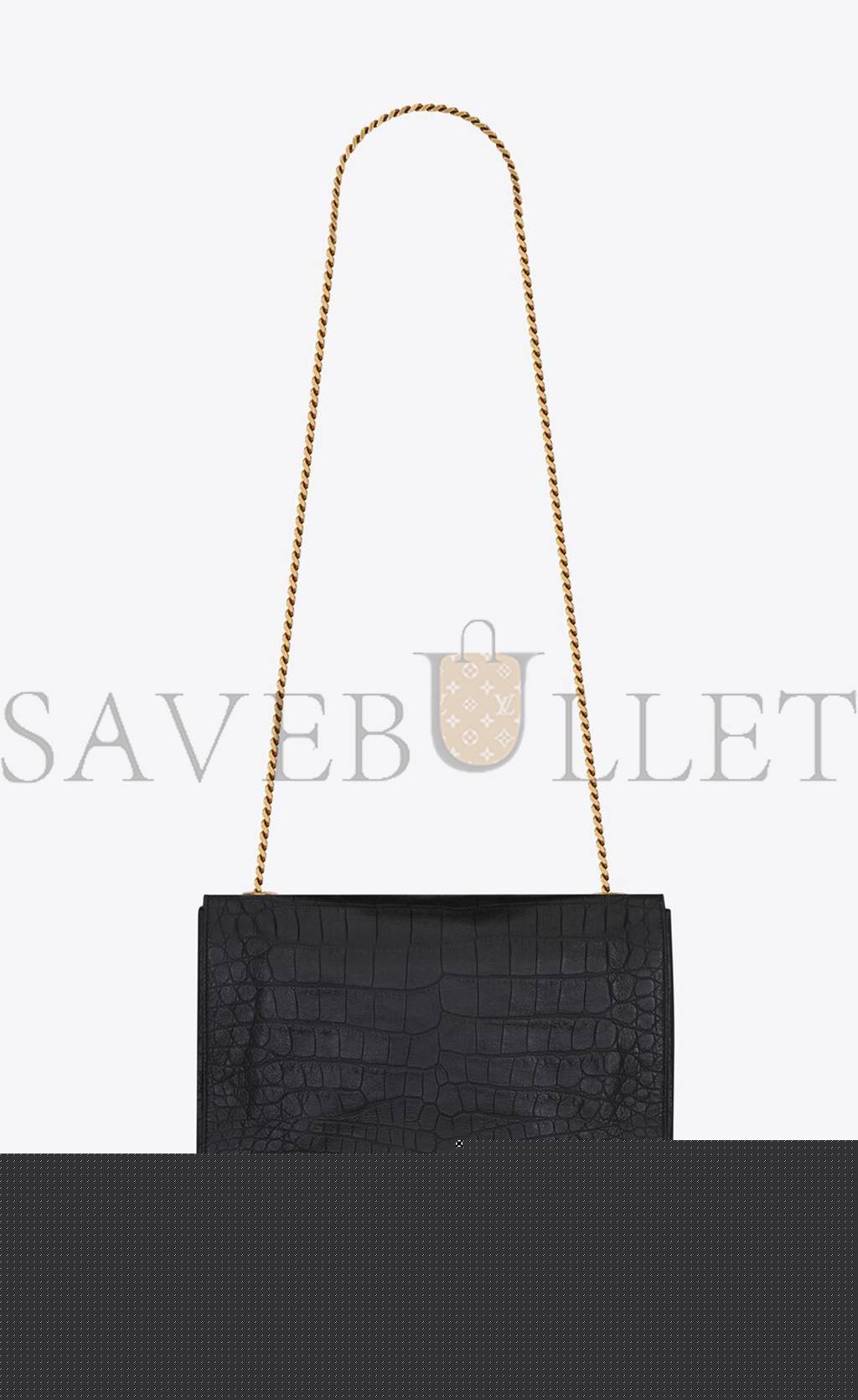 YSL KATE MEDIUM REVERSIBLE CHAIN BAG IN SUEDE AND CROCODILE-EMBOSSED LEATHER 55380424O1W1062 (28.5*20*6cm)