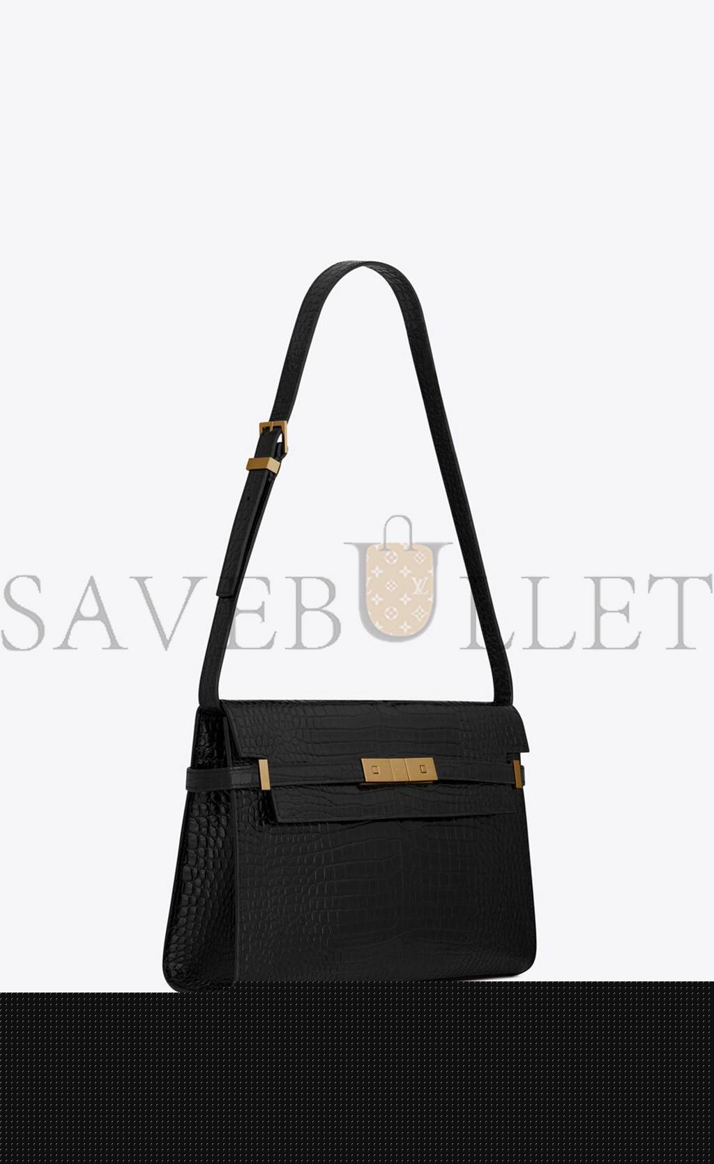 YSL MANHATTAN SHOULDER BAG IN CROCODILE-EMBOSSED SHINY LEATHER 579271DND0J1000 (29*20*7.5cm)