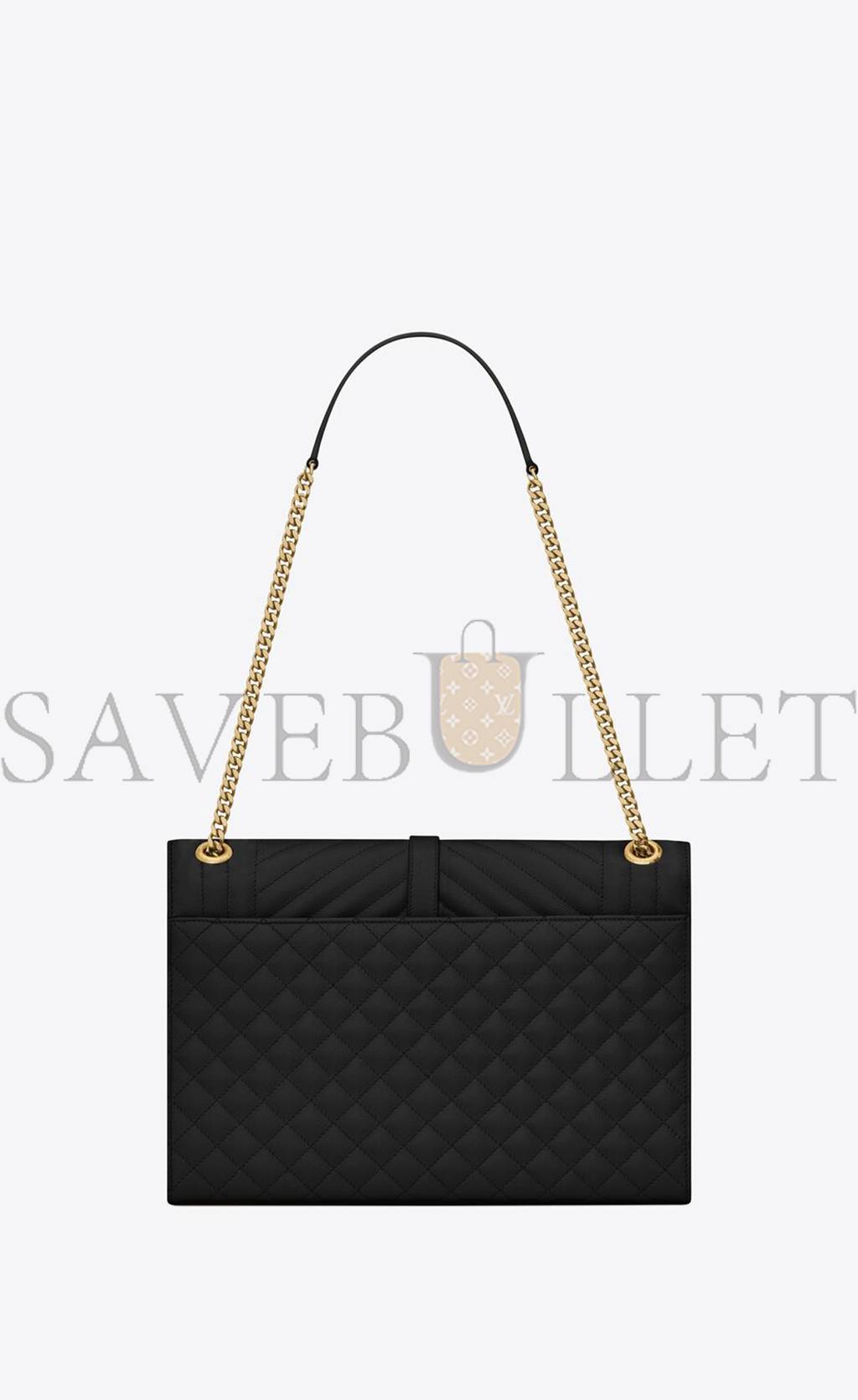 YSL ENVELOPE LARGE BAG IN MIX MATELASSÉ GRAIN DE POUDRE EMBOSSED LEATHER 600166BOW911000 (31*22*7.5cm)