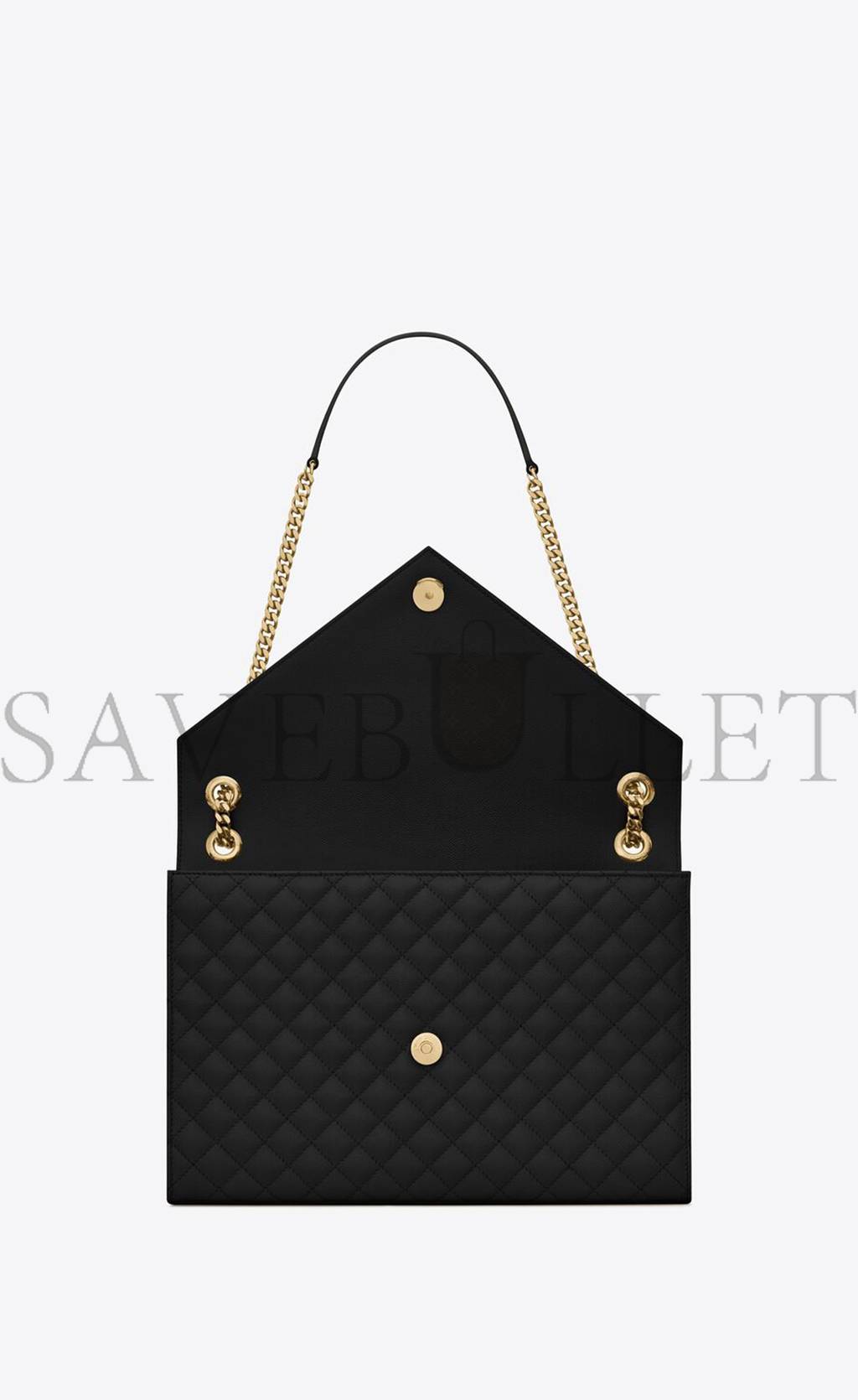 YSL ENVELOPE LARGE BAG IN MIX MATELASSÉ GRAIN DE POUDRE EMBOSSED LEATHER 600166BOW911000 (31*22*7.5cm)