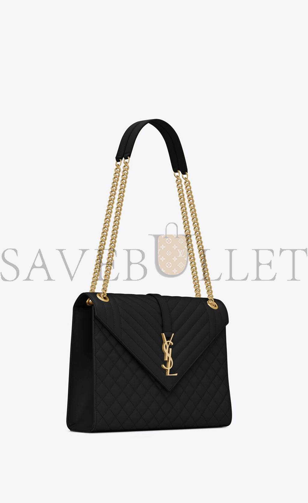 YSL ENVELOPE LARGE BAG IN MIX MATELASSÉ GRAIN DE POUDRE EMBOSSED LEATHER 600166BOW911000 (31*22*7.5cm)