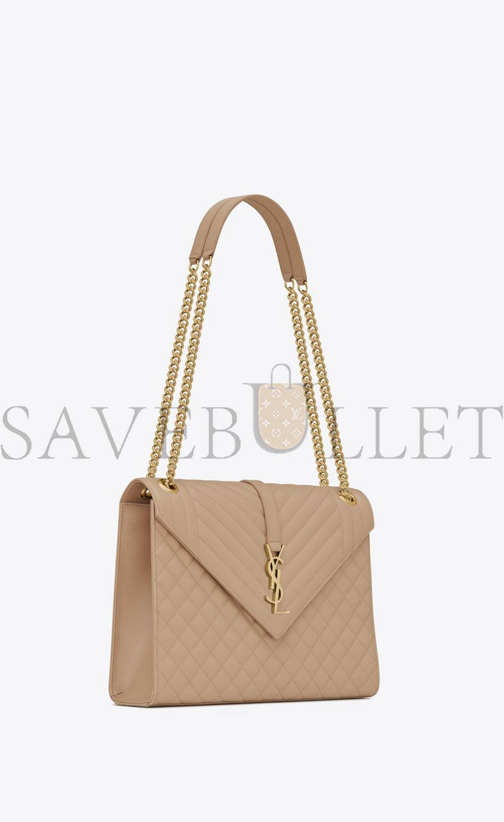 YSL ENVELOPE LARGE BAG IN MIX MATELASSÉ GRAIN DE POUDRE EMBOSSED LEATHER 600166BOW912721 (31*22*7.5cm)