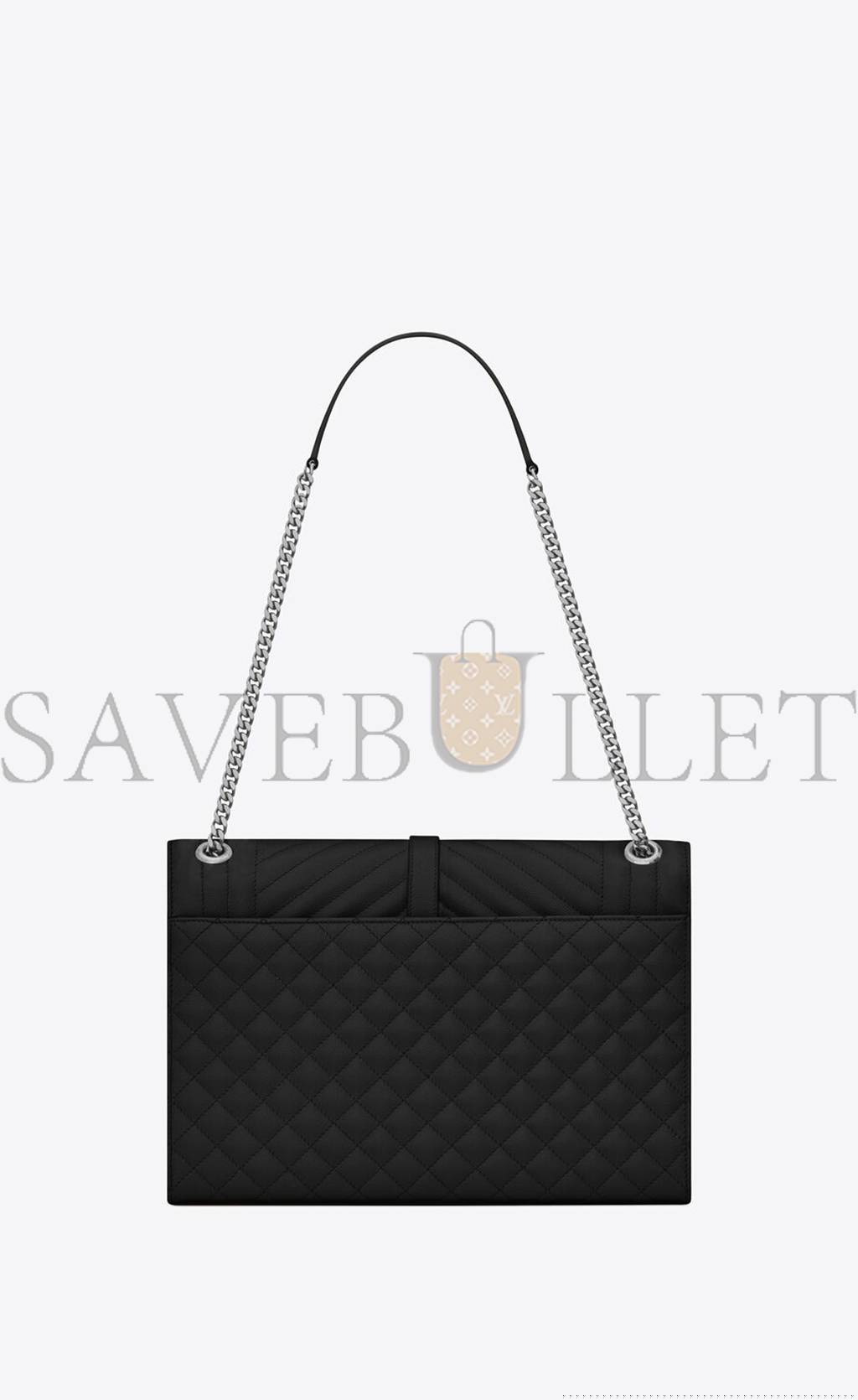 YSL ENVELOPE LARGE BAG IN MIX MATELASSÉ GRAIN DE POUDRE EMBOSSED LEATHER 600166BOW921000 (31*22*7.5cm)
