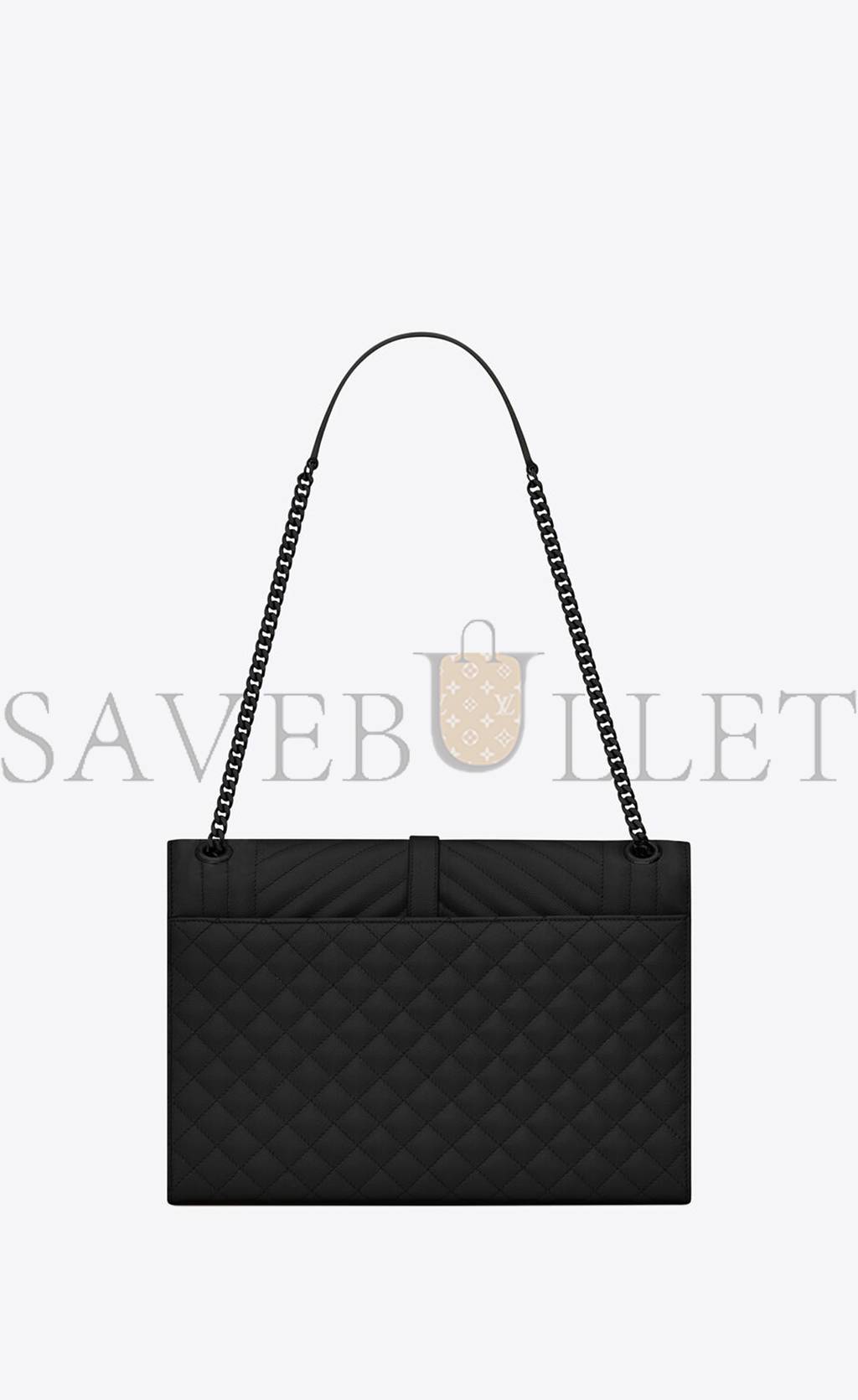 YSL ENVELOPE LARGE BAG IN MIX MATELASSÉ GRAIN DE POUDRE EMBOSSED LEATHER 600166BOW981000 (31*22*7.5cm)
