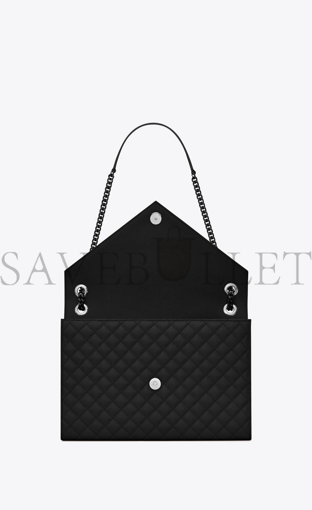 YSL ENVELOPE LARGE BAG IN MIX MATELASSÉ GRAIN DE POUDRE EMBOSSED LEATHER 600166BOW981000 (31*22*7.5cm)