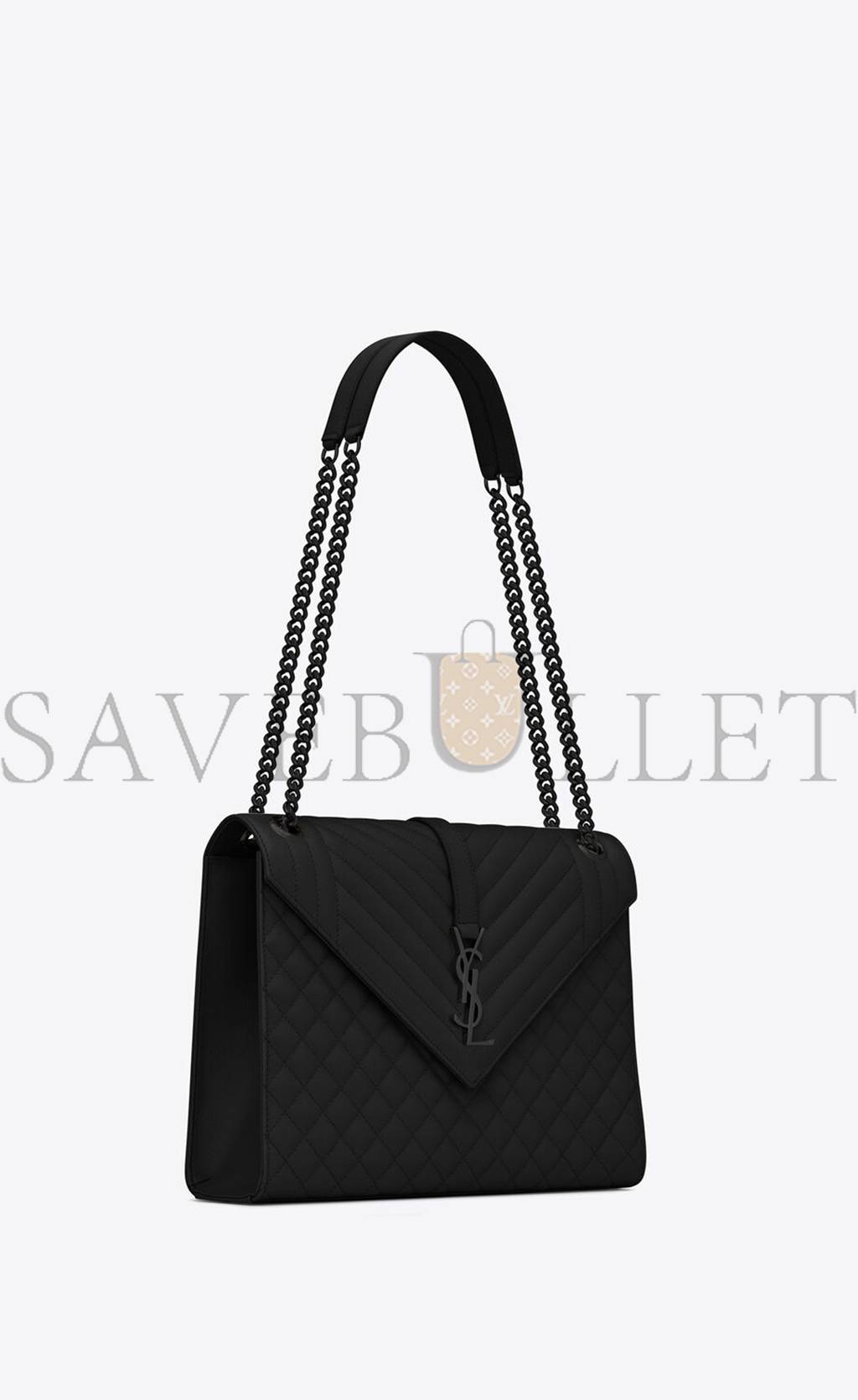 YSL ENVELOPE LARGE BAG IN MIX MATELASSÉ GRAIN DE POUDRE EMBOSSED LEATHER 600166BOW981000 (31*22*7.5cm)
