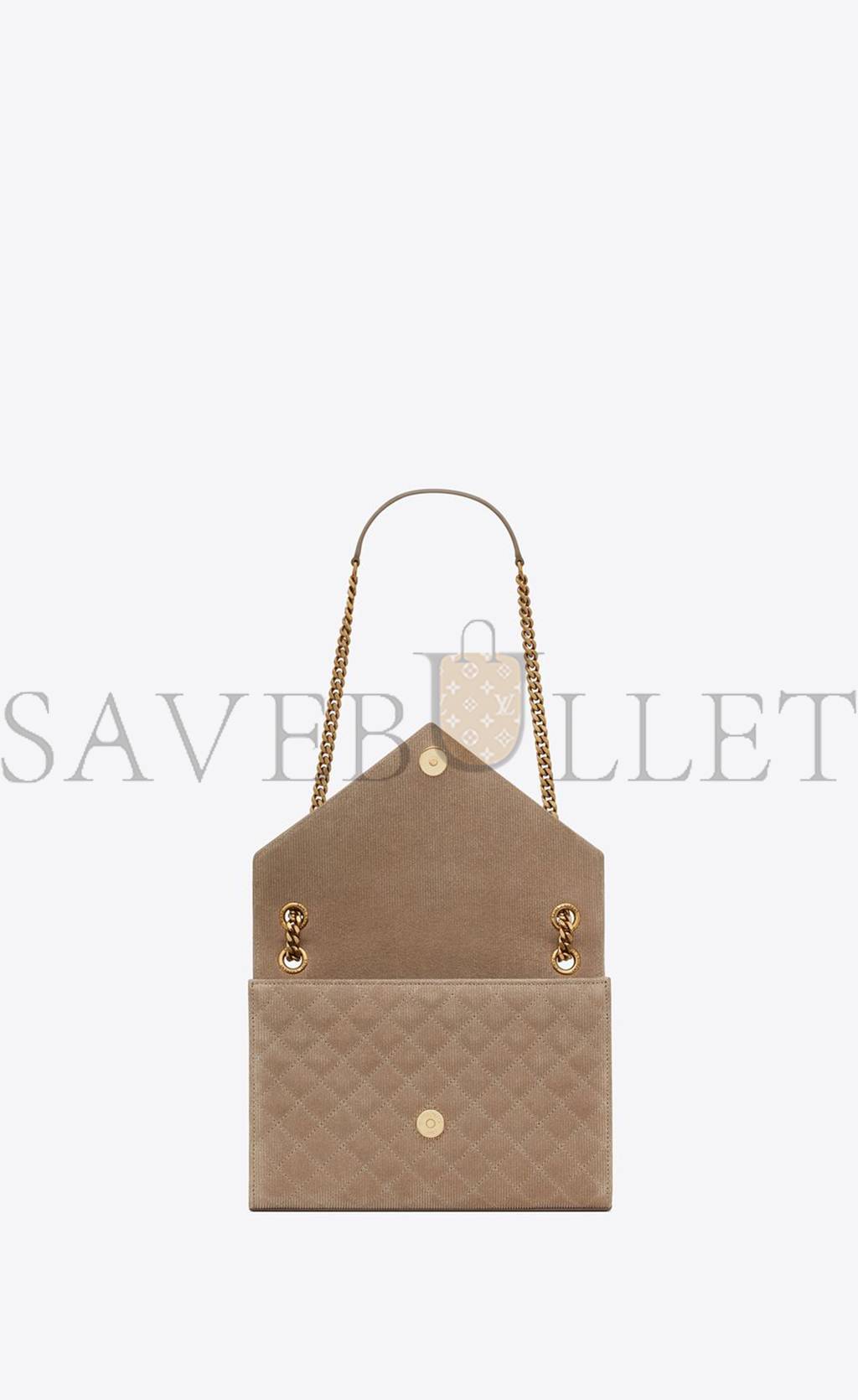 YSL ENVELOPE MEDIUM CHAIN BAG IN MIX MATELASSÉ CORDUROY 600185AAAOK2826 (24*17.5*6cm)