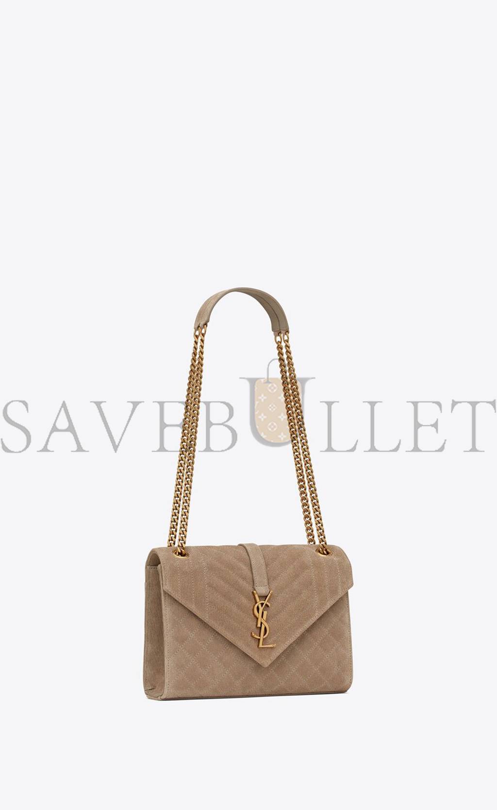YSL ENVELOPE MEDIUM CHAIN BAG IN MIX MATELASSÉ CORDUROY 600185AAAOK2826 (24*17.5*6cm)