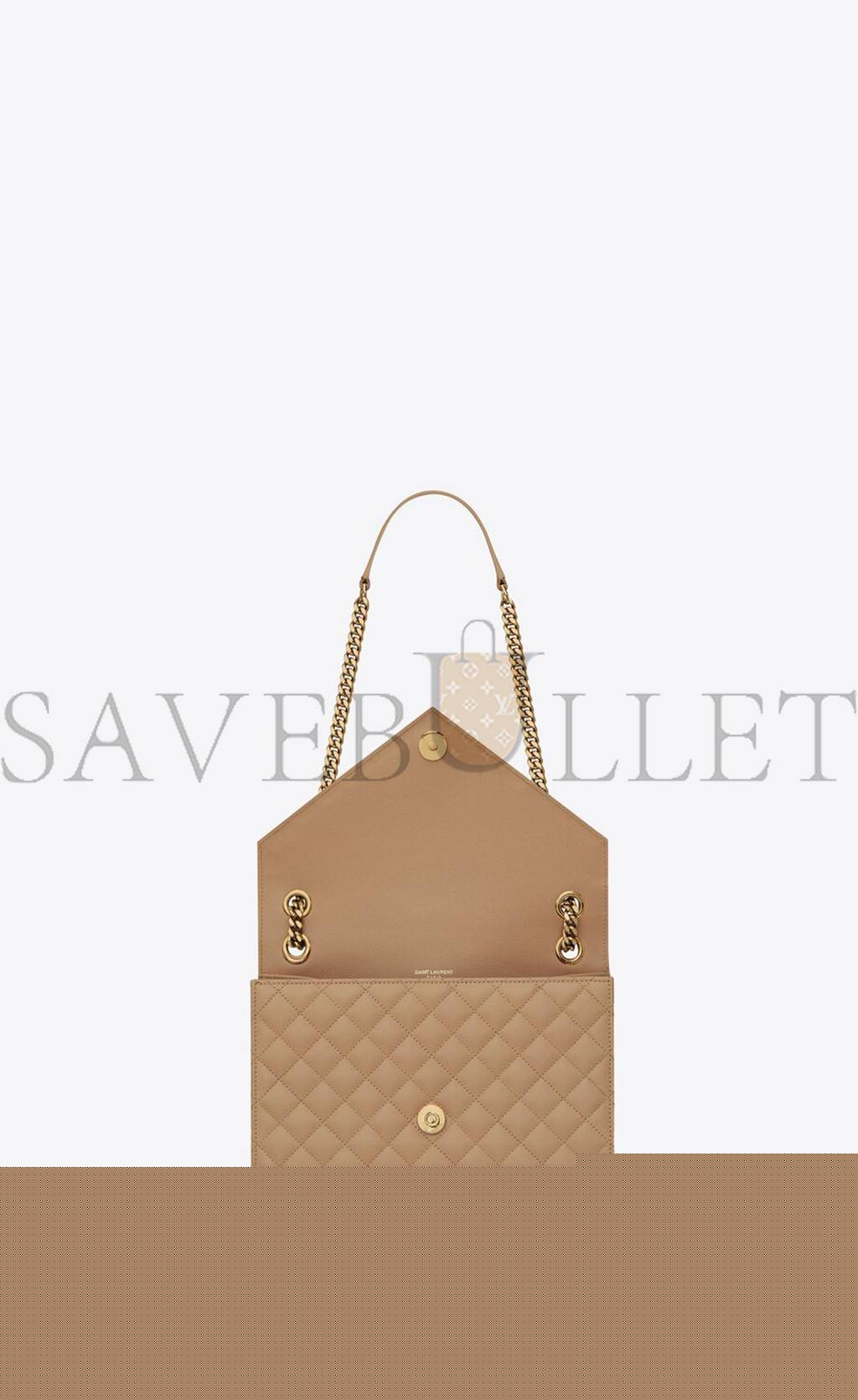 YSL ENVELOPE MEDIUM CHAIN BAG IN MIX MATELASSÉ GRAIN DE POUDRE EMBOSSED LEATHER 600185BOW912346 (24*17.5*6cm)