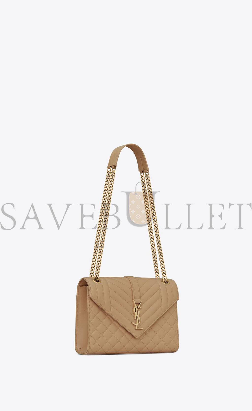 YSL ENVELOPE MEDIUM CHAIN BAG IN MIX MATELASSÉ GRAIN DE POUDRE EMBOSSED LEATHER 600185BOW912346 (24*17.5*6cm)