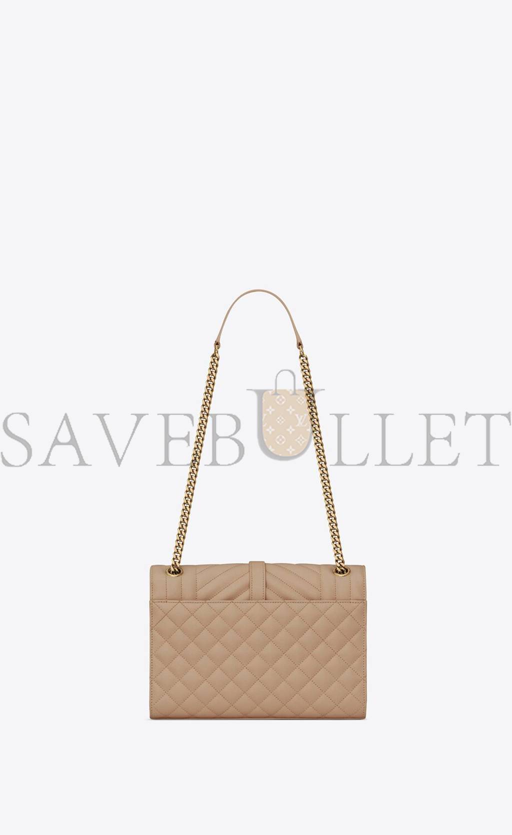 YSL ENVELOPE MEDIUM CHAIN BAG IN MIX MATELASSÉ GRAIN DE POUDRE EMBOSSED LEATHER 600185BOW912721 (24*17.5*6cm)