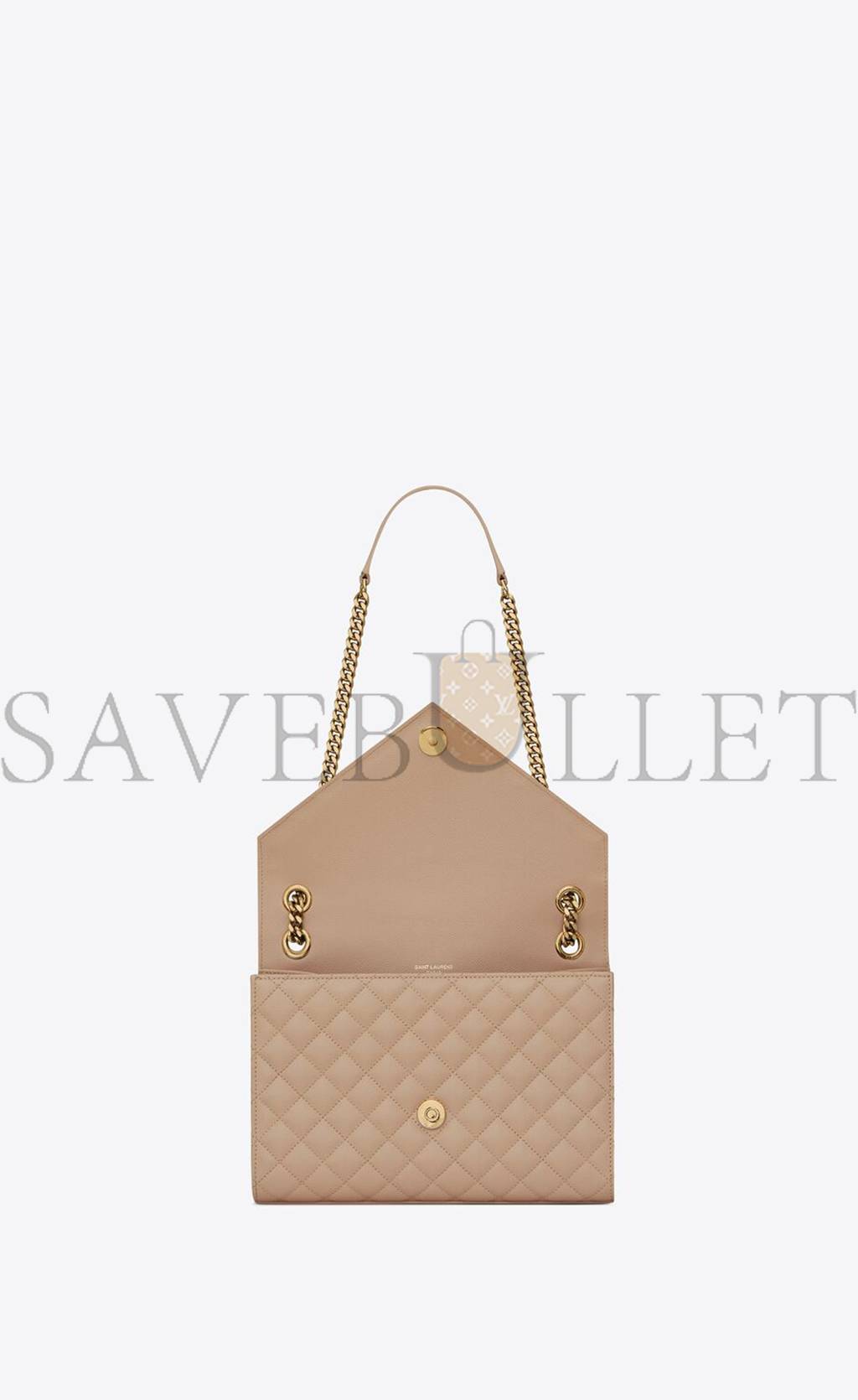 YSL ENVELOPE MEDIUM CHAIN BAG IN MIX MATELASSÉ GRAIN DE POUDRE EMBOSSED LEATHER 600185BOW912721 (24*17.5*6cm)