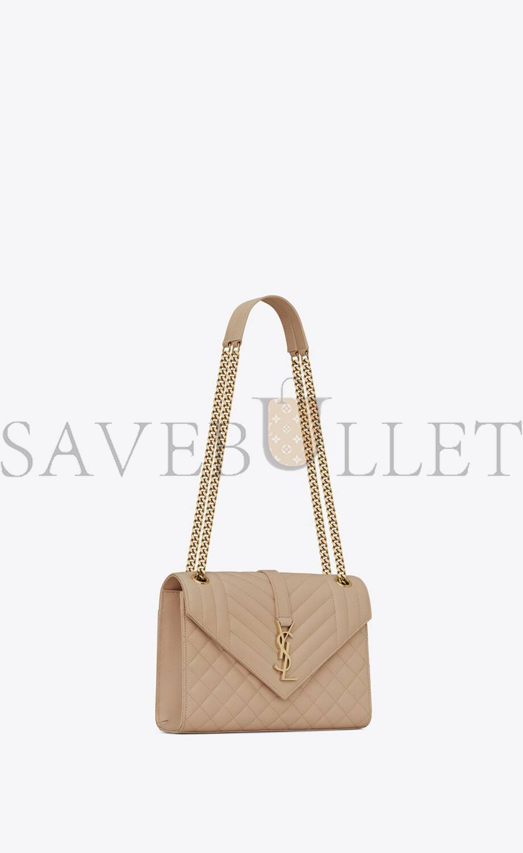 YSL ENVELOPE MEDIUM CHAIN BAG IN MIX MATELASSÉ GRAIN DE POUDRE EMBOSSED LEATHER 600185BOW912721 (24*17.5*6cm)