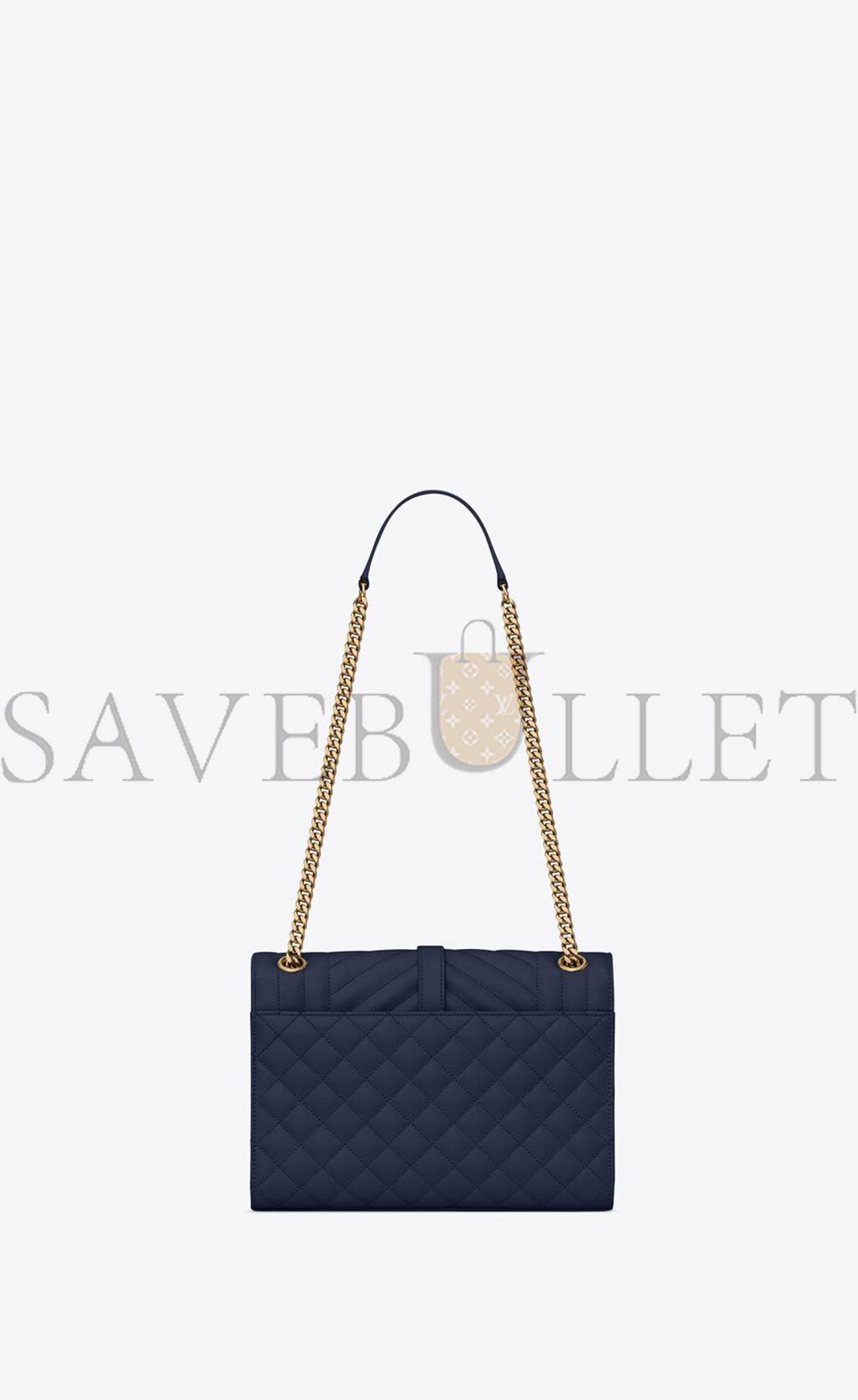 YSL ENVELOPE MEDIUM CHAIN BAG IN MIX MATELASSÉ GRAIN DE POUDRE EMBOSSED LEATHER 600185BOW914147 (24*17.5*6cm)