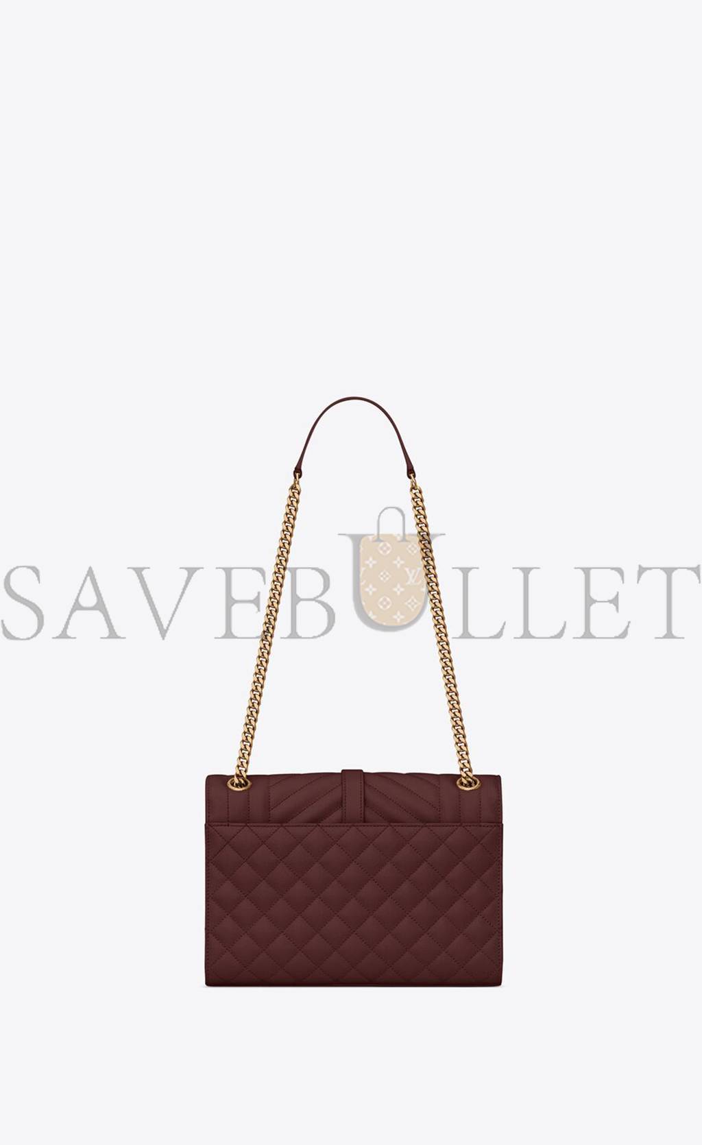 YSL ENVELOPE MEDIUM CHAIN BAG IN MIX MATELASSÉ GRAIN DE POUDRE EMBOSSED LEATHER 600185BOW916475 (24*17.5*6cm)
