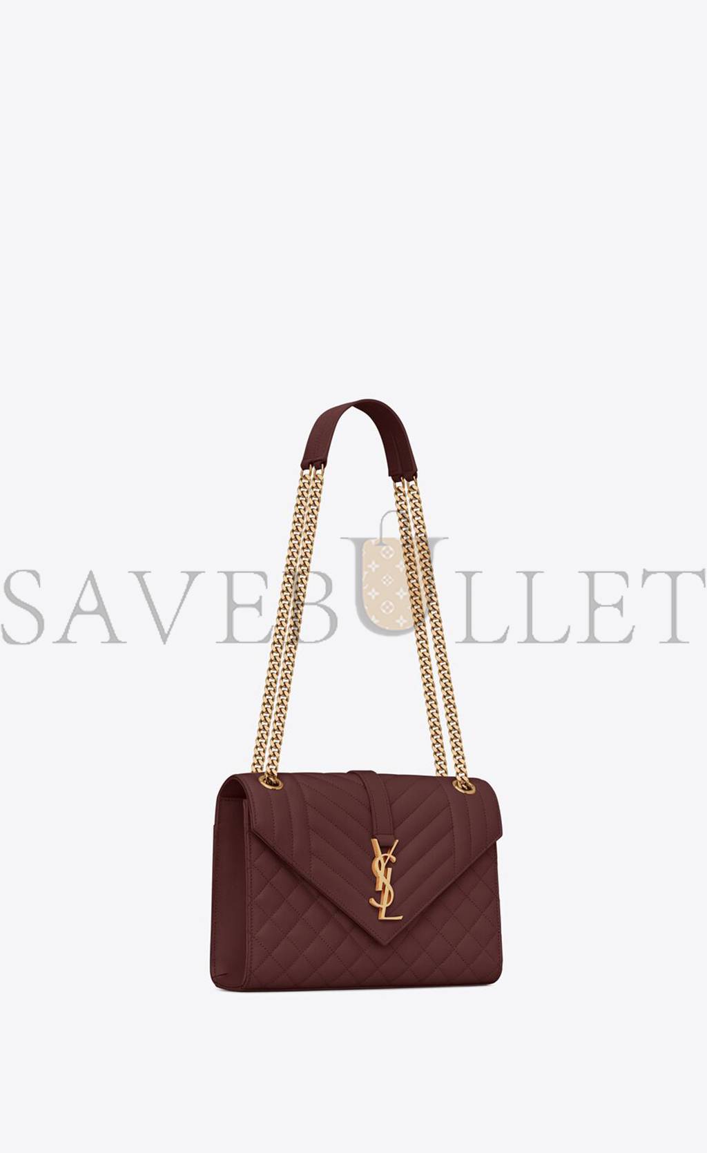 YSL ENVELOPE MEDIUM CHAIN BAG IN MIX MATELASSÉ GRAIN DE POUDRE EMBOSSED LEATHER 600185BOW916475 (24*17.5*6cm)