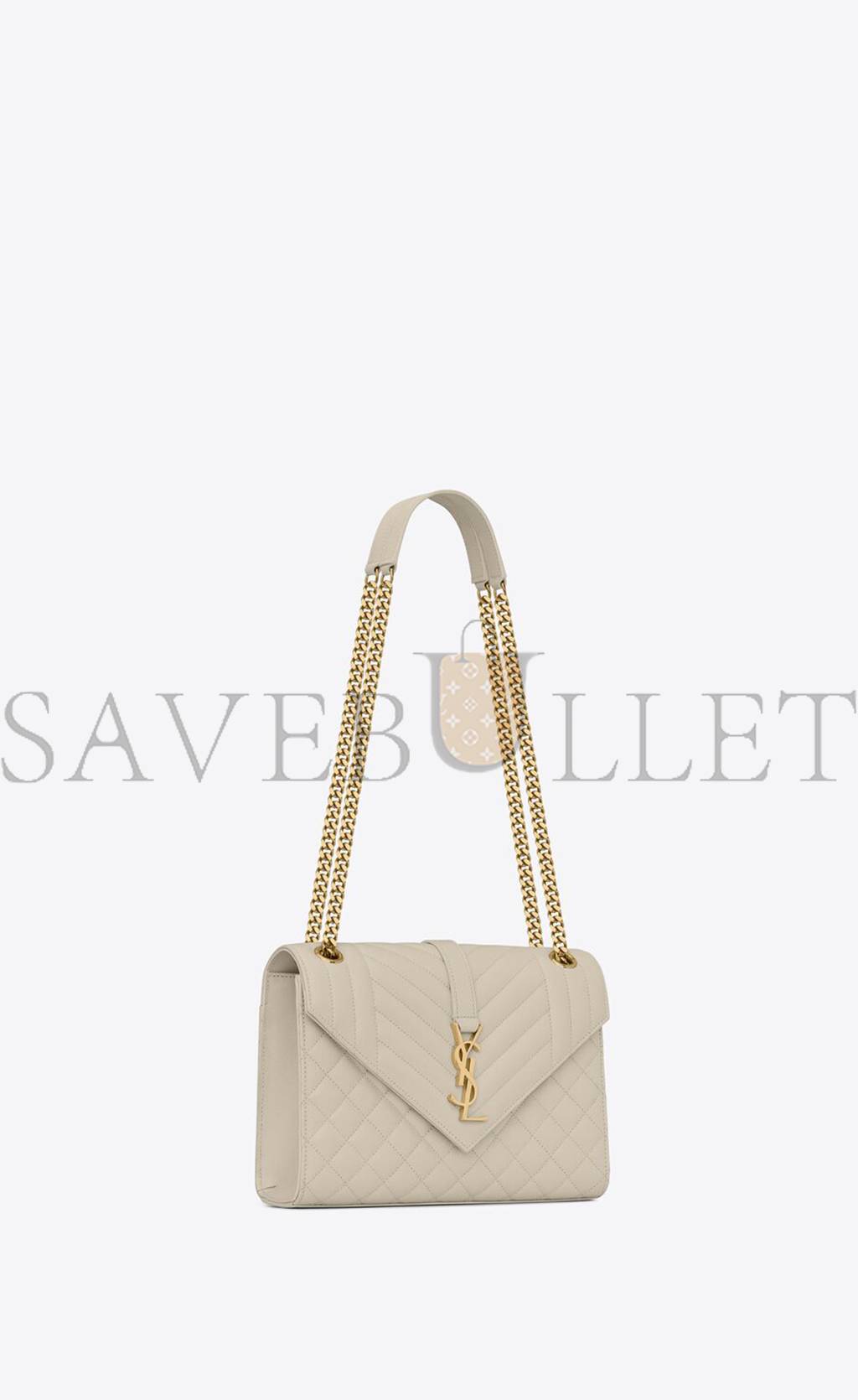 YSL ENVELOPE MEDIUM CHAIN BAG IN MIX MATELASSÉ GRAIN DE POUDRE EMBOSSED LEATHER 600185BOW919207 (24*17.5*6cm)