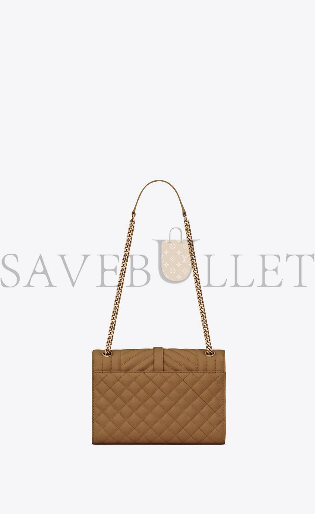 YSL ENVELOPE MEDIUM CHAIN BAG IN MIX MATELASSÉ GRAIN DE POUDRE EMBOSSED LEATHER 600185BOW973334 (24*17.5*6cm)