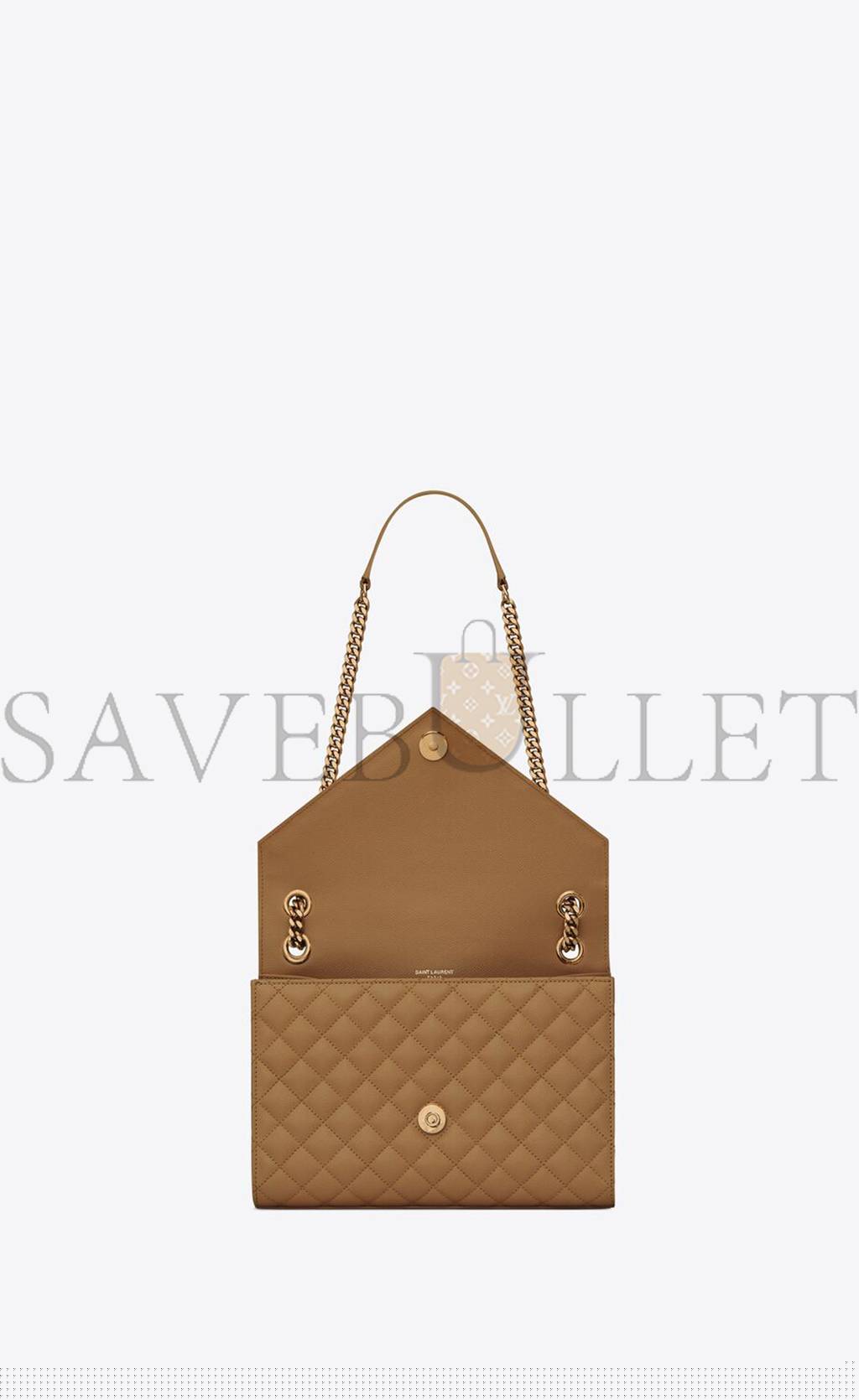 YSL ENVELOPE MEDIUM CHAIN BAG IN MIX MATELASSÉ GRAIN DE POUDRE EMBOSSED LEATHER 600185BOW973334 (24*17.5*6cm)