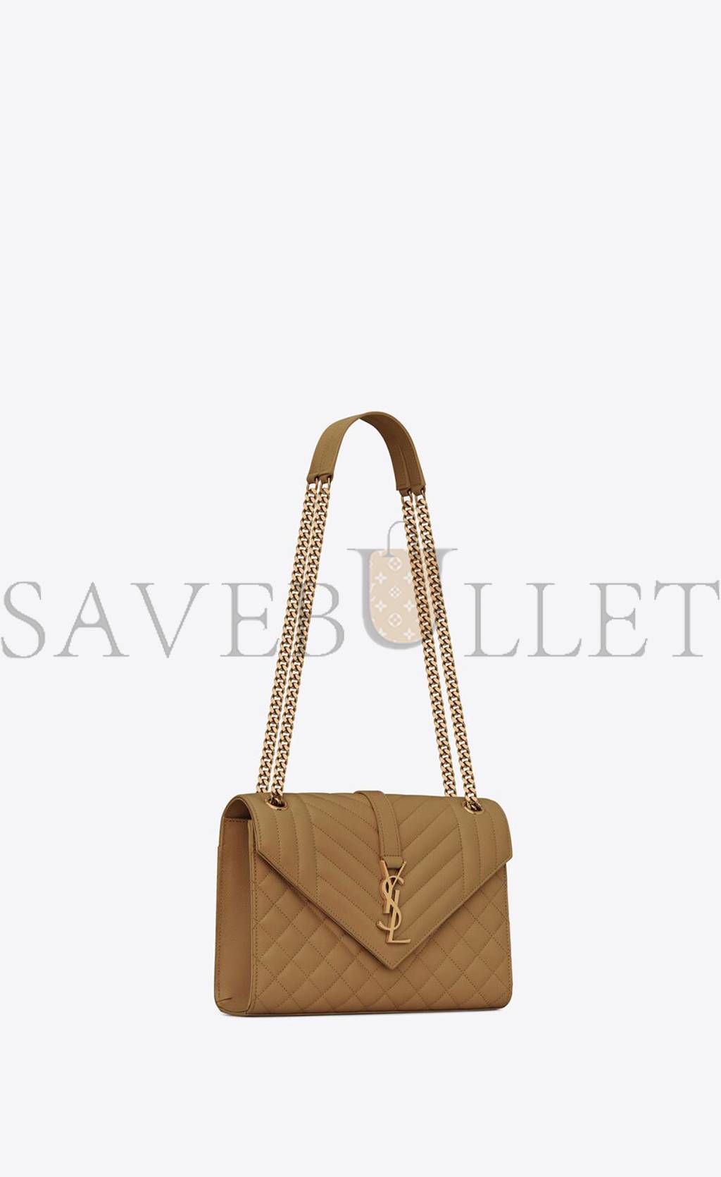 YSL ENVELOPE MEDIUM CHAIN BAG IN MIX MATELASSÉ GRAIN DE POUDRE EMBOSSED LEATHER 600185BOW973334 (24*17.5*6cm)