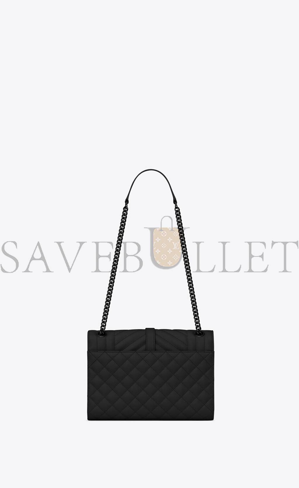 YSL ENVELOPE MEDIUM CHAIN BAG IN MIX MATELASSÉ GRAIN DE POUDRE EMBOSSED LEATHER 600185BOW981000 (24*17.5*6cm)