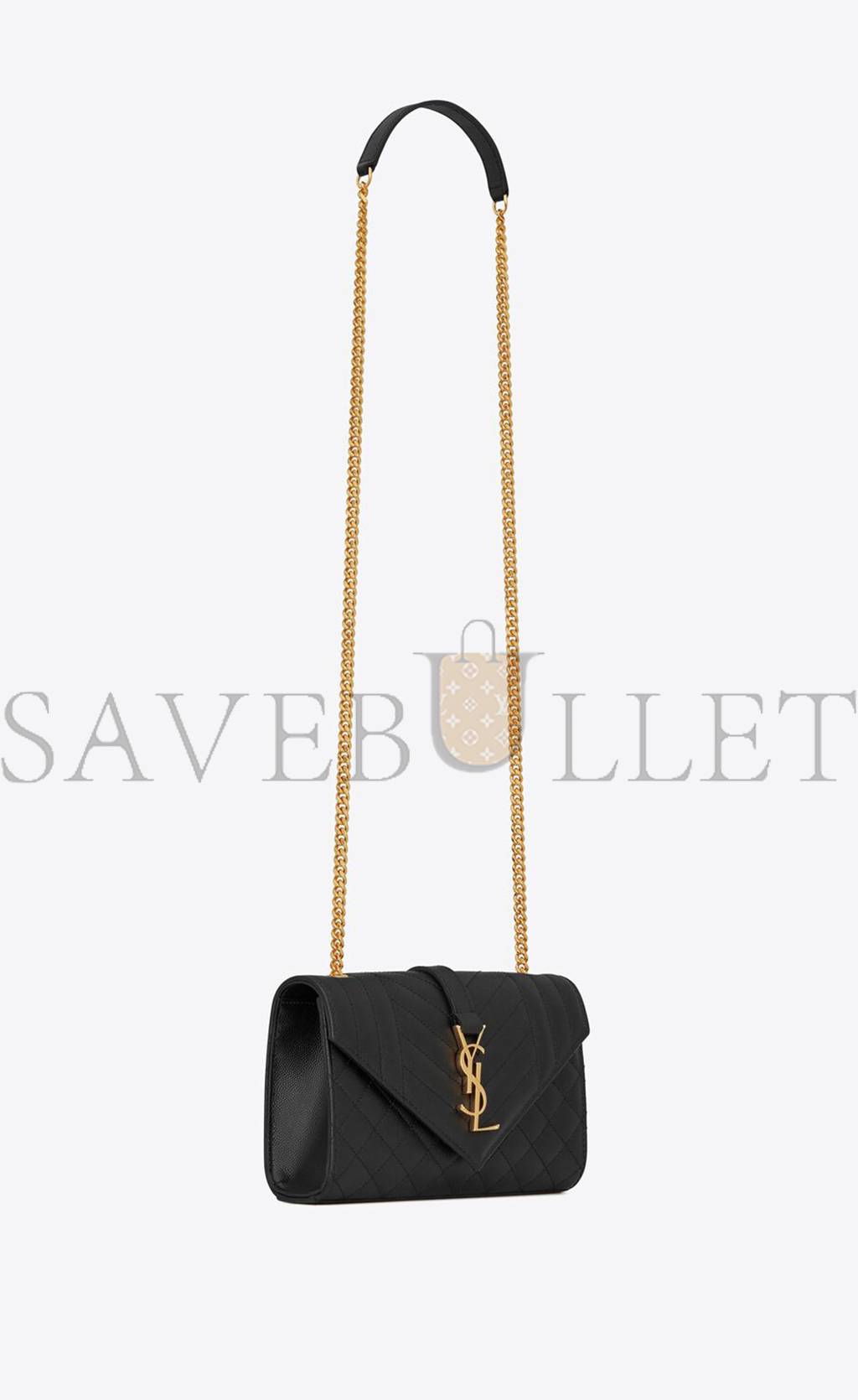 YSL ENVELOPE SMALL BAG IN MIX MATELASSÉ GRAIN DE POUDRE EMBOSSED LEAT 600195BOW911000 (21*13*6cm)