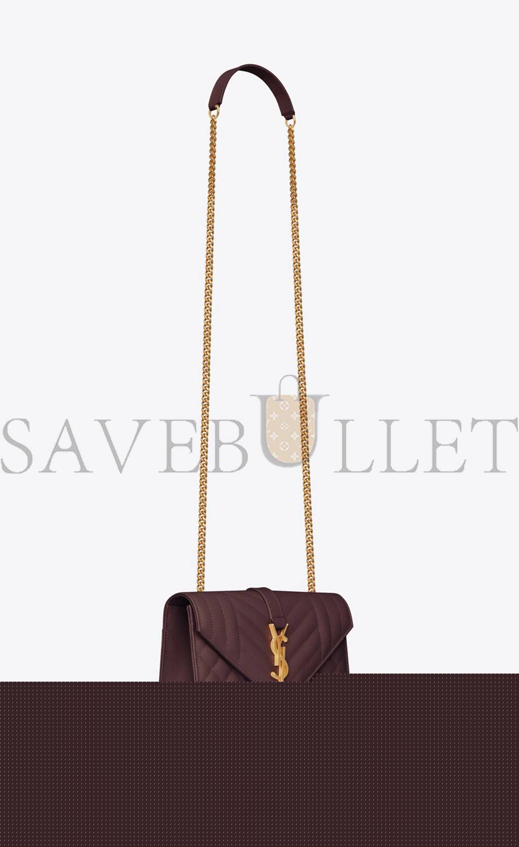 YSL ENVELOPE SMALL BAG IN MIX MATELASSÉ GRAIN DE POUDRE EMBOSSED LEATHER 600195BOW916475 (21*13*6cm)