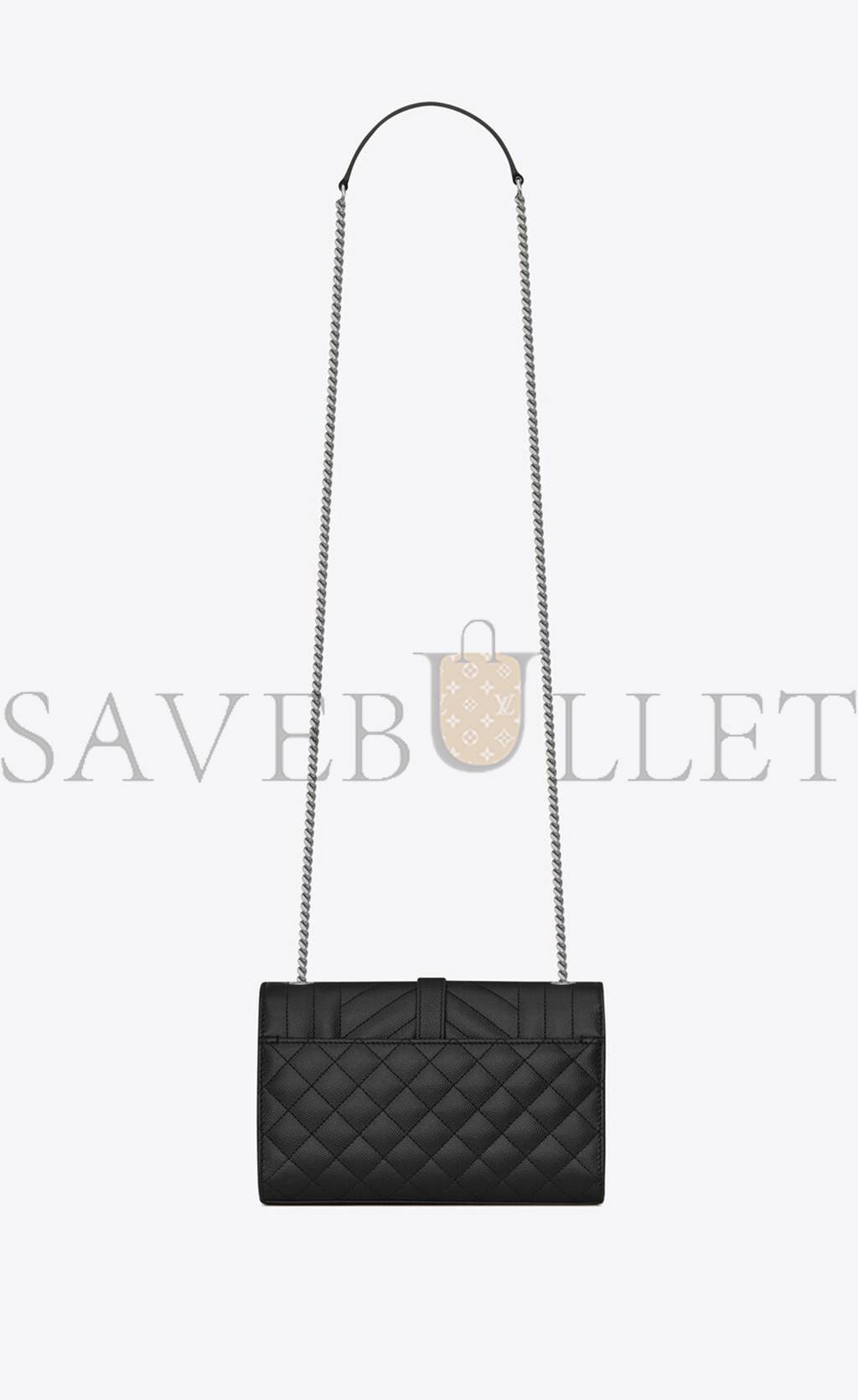 YSL ENVELOPE SMALL BAG IN MIX MATELASSÉ GRAIN DE POUDRE EMBOSSED LEATHER 600195BOW921000 (21*13*6cm)