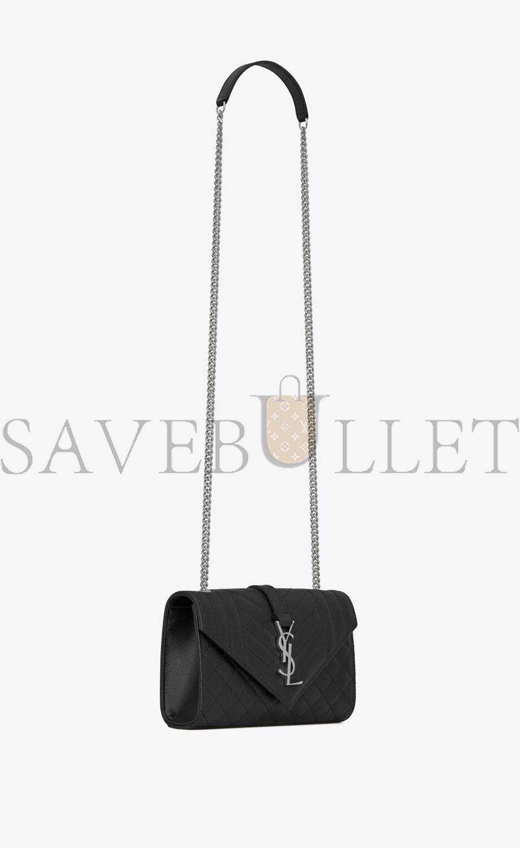 YSL ENVELOPE SMALL BAG IN MIX MATELASSÉ GRAIN DE POUDRE EMBOSSED LEATHER 600195BOW921000 (21*13*6cm)