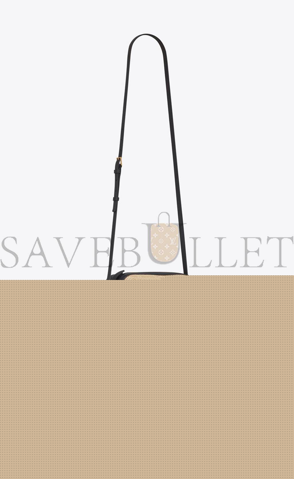 YSL LOU CAMERA BAG IN RAFFIA AND SMOOTH LEATHER 6125429OBEW7070 (23*16*6cm)