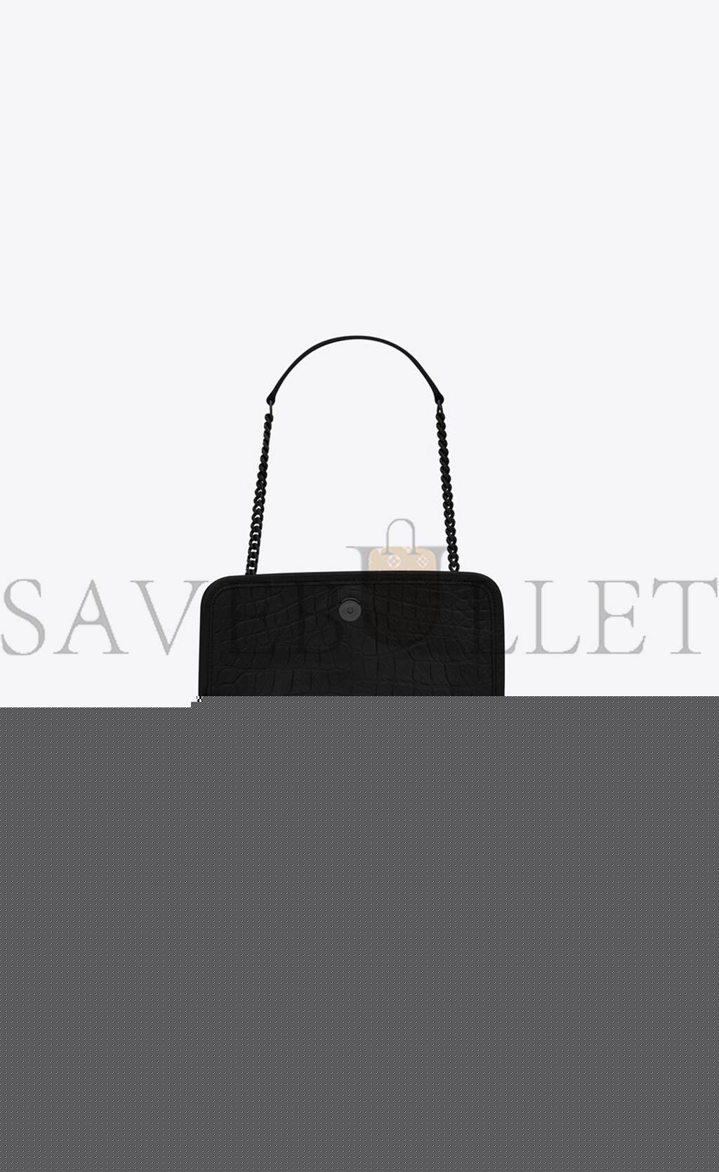 YSL NIKI BABY CHAIN BAG IN CROCODILE-EMBOSSED LEATHER 6331511K00U1000 (21*16*7.5cm)