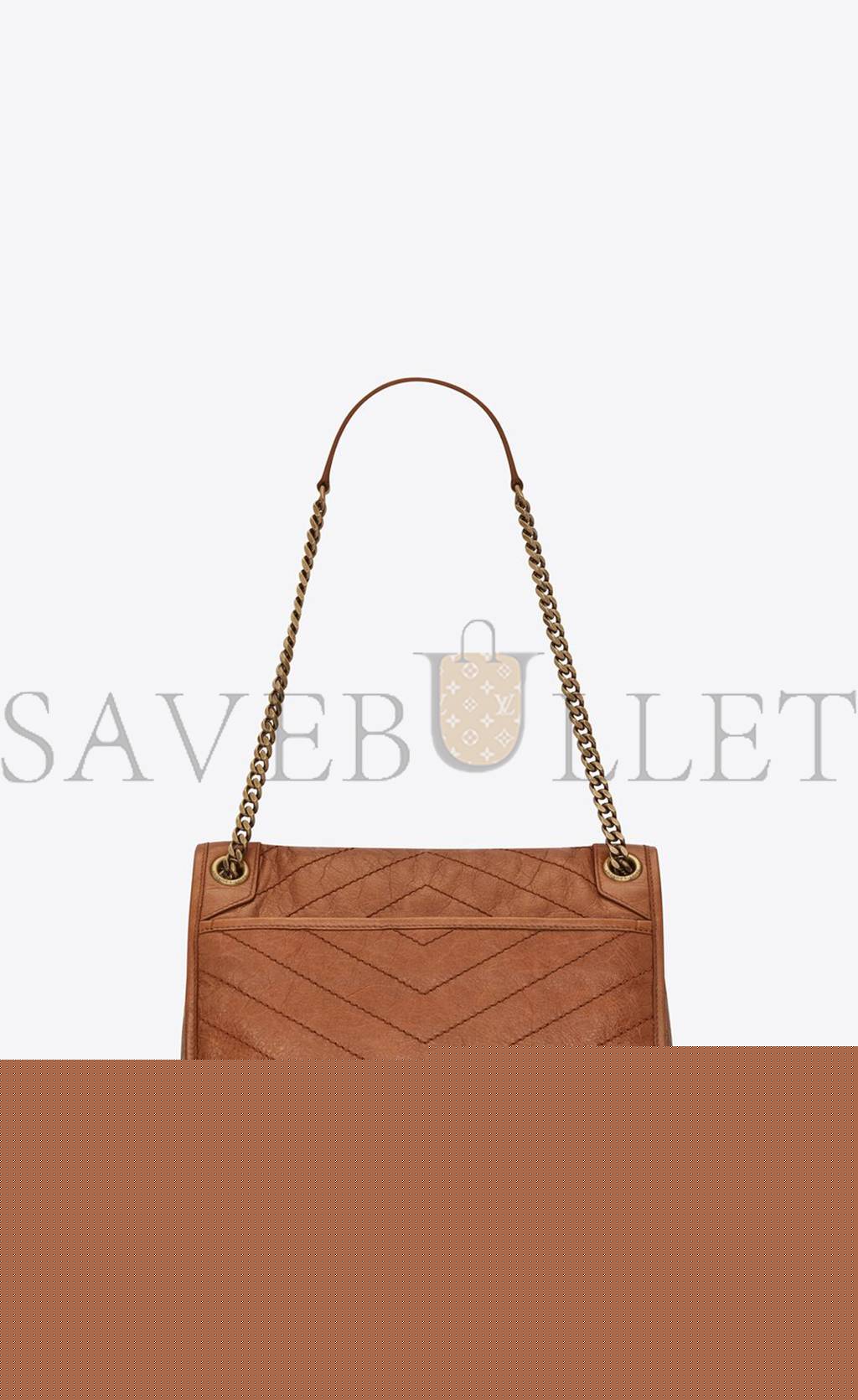 YSL NIKI MEDIUM CHAIN BAG IN CRINKLED VINTAGE LEATHER 6331581YG072522 (28*20*8.5cm)