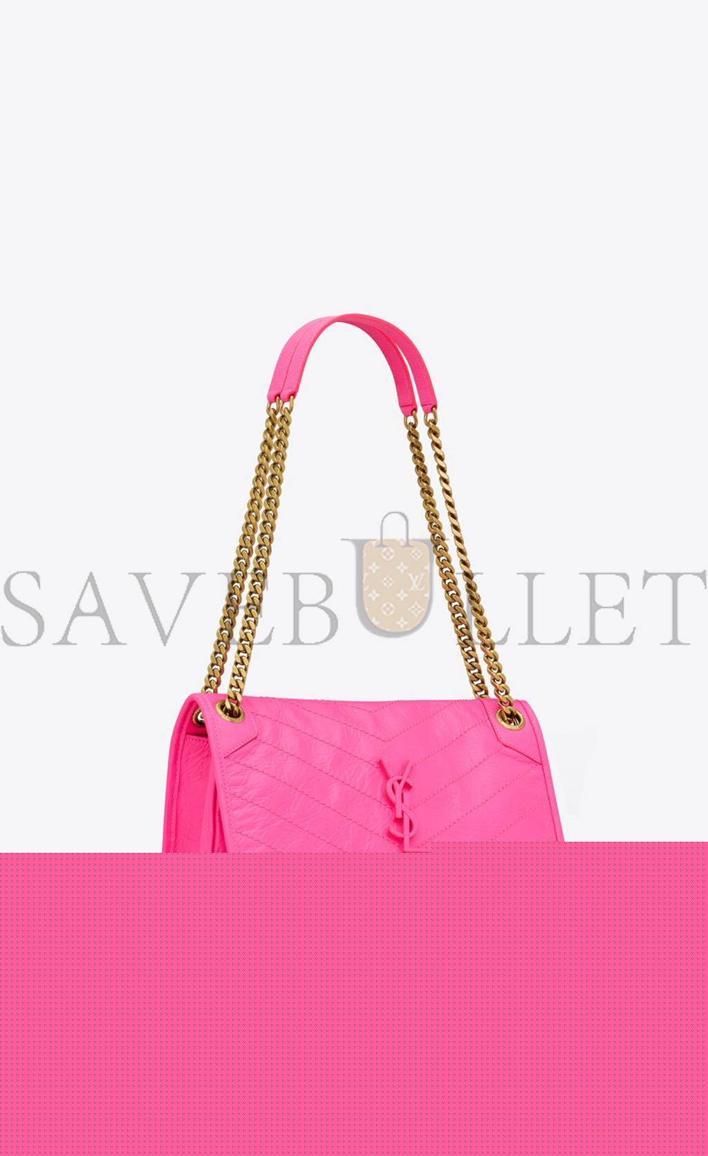 YSL NIKI MEDIUM CHAIN BAG IN CRINKLED LAMBSKIN 633158AAA6N5646 (28*20*8.5cm)