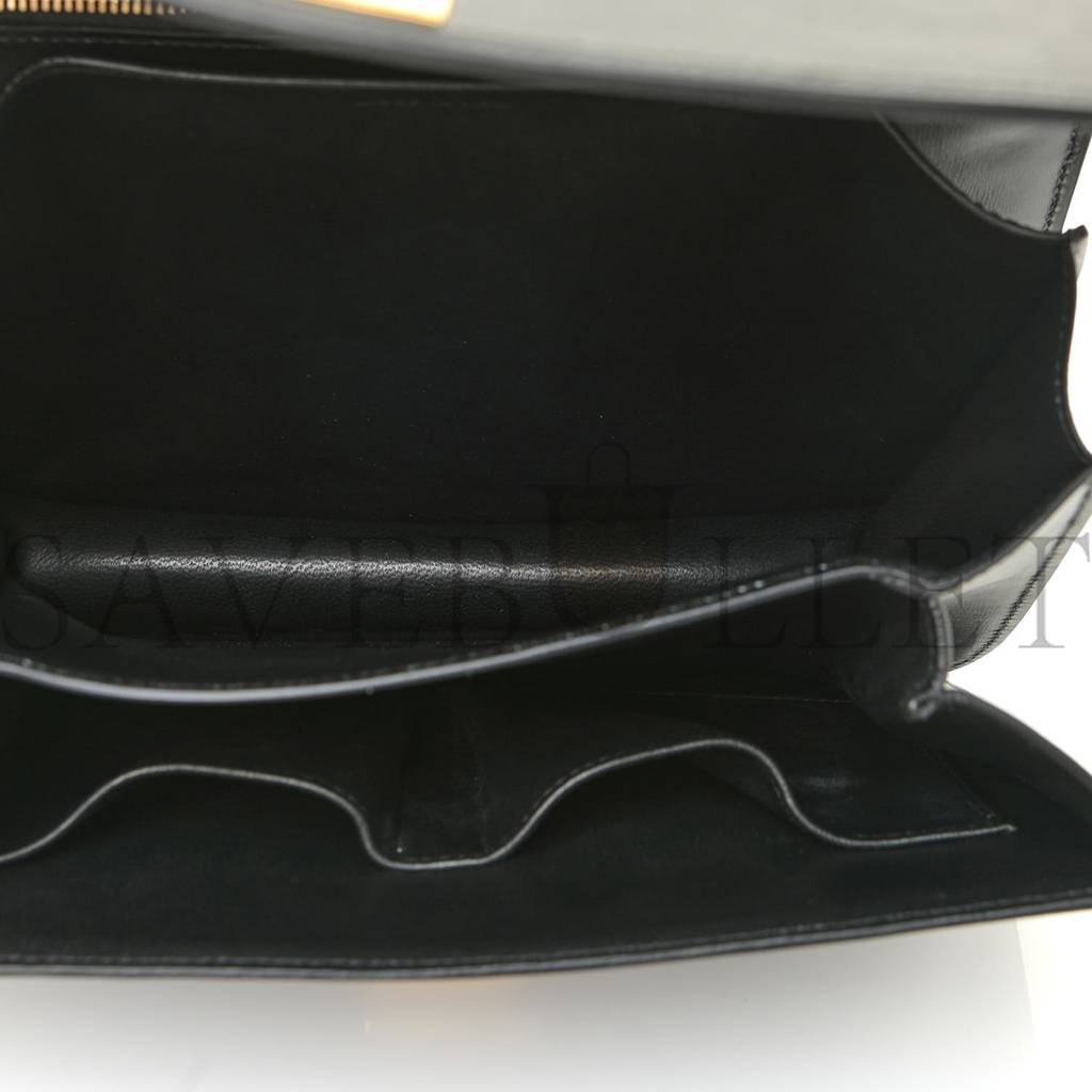 Ce**e box calfskin medium classic box flap bag black (23*18*7cm)
