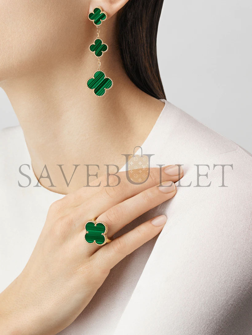 V*N CL*F arpels magic alhambra ring - yellow gold, malachite  vcaro3av00
