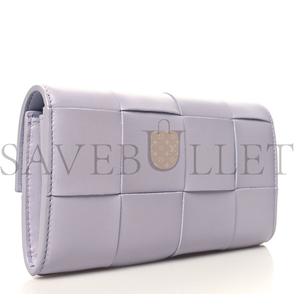 bo*te*ga Ve*ne*ta lambskin maxi intrecciato padded large flap wallet oyster lilac (19*10*4cm)